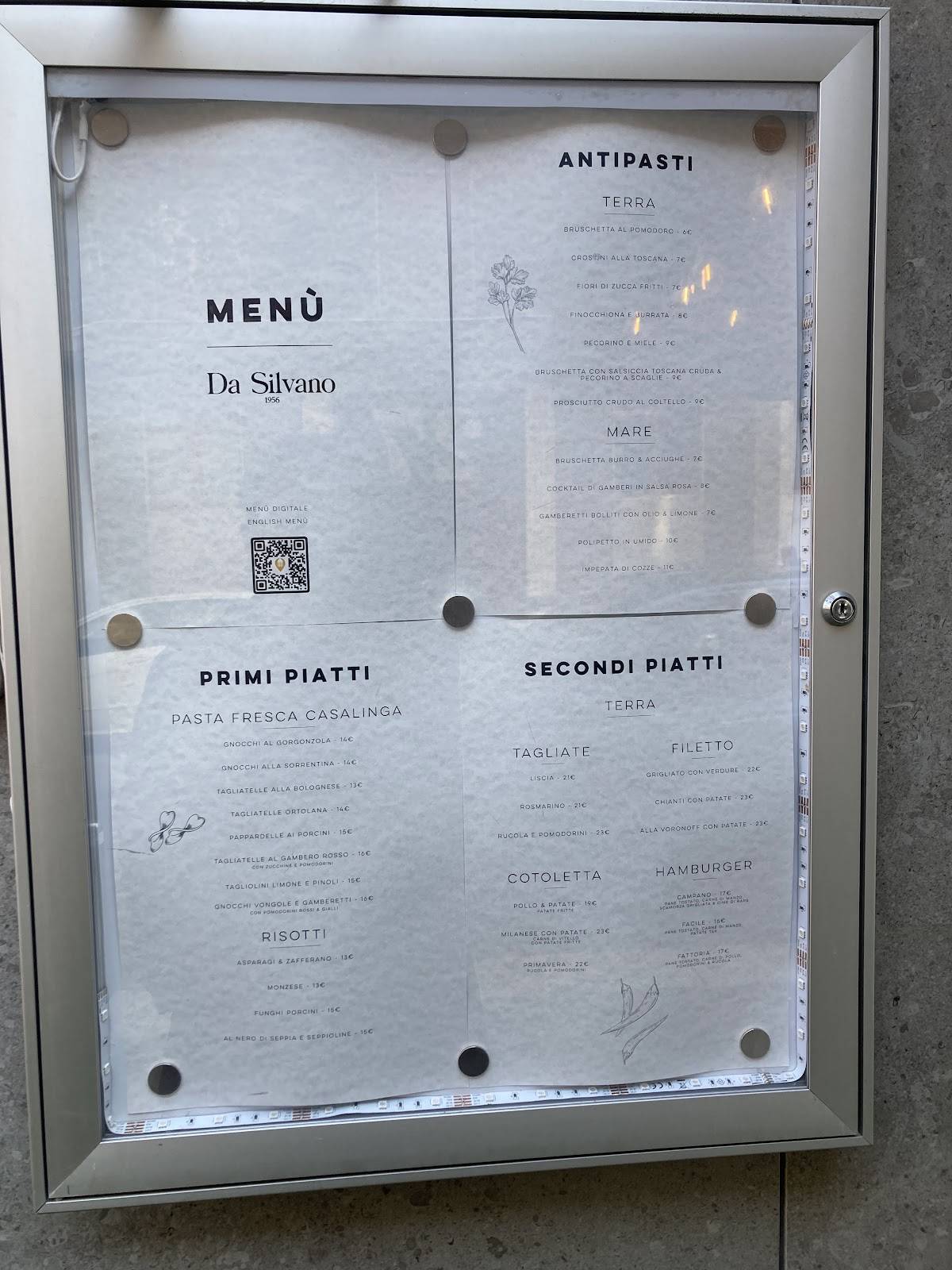 Menu di Trattoria Toscana Da Silvano 1956 