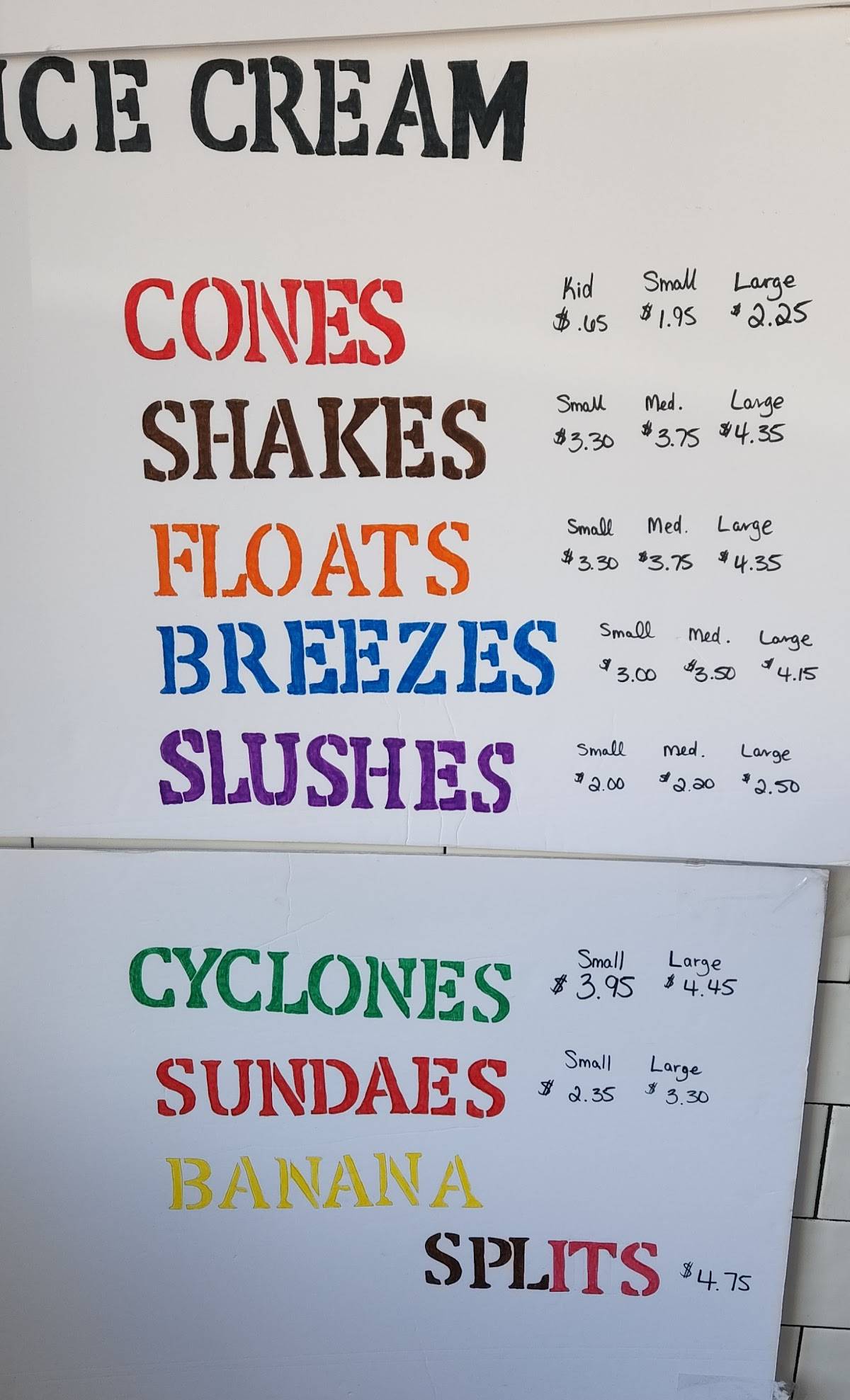 Menu at Dairy Cottage restaurant, Brookville