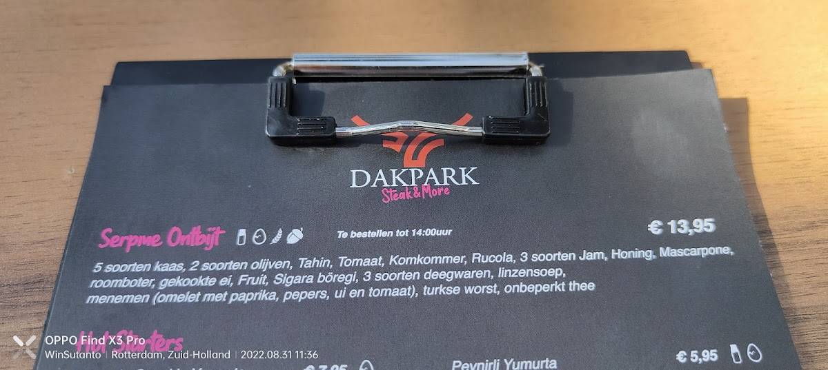 Menu de Dakpark Restaurant