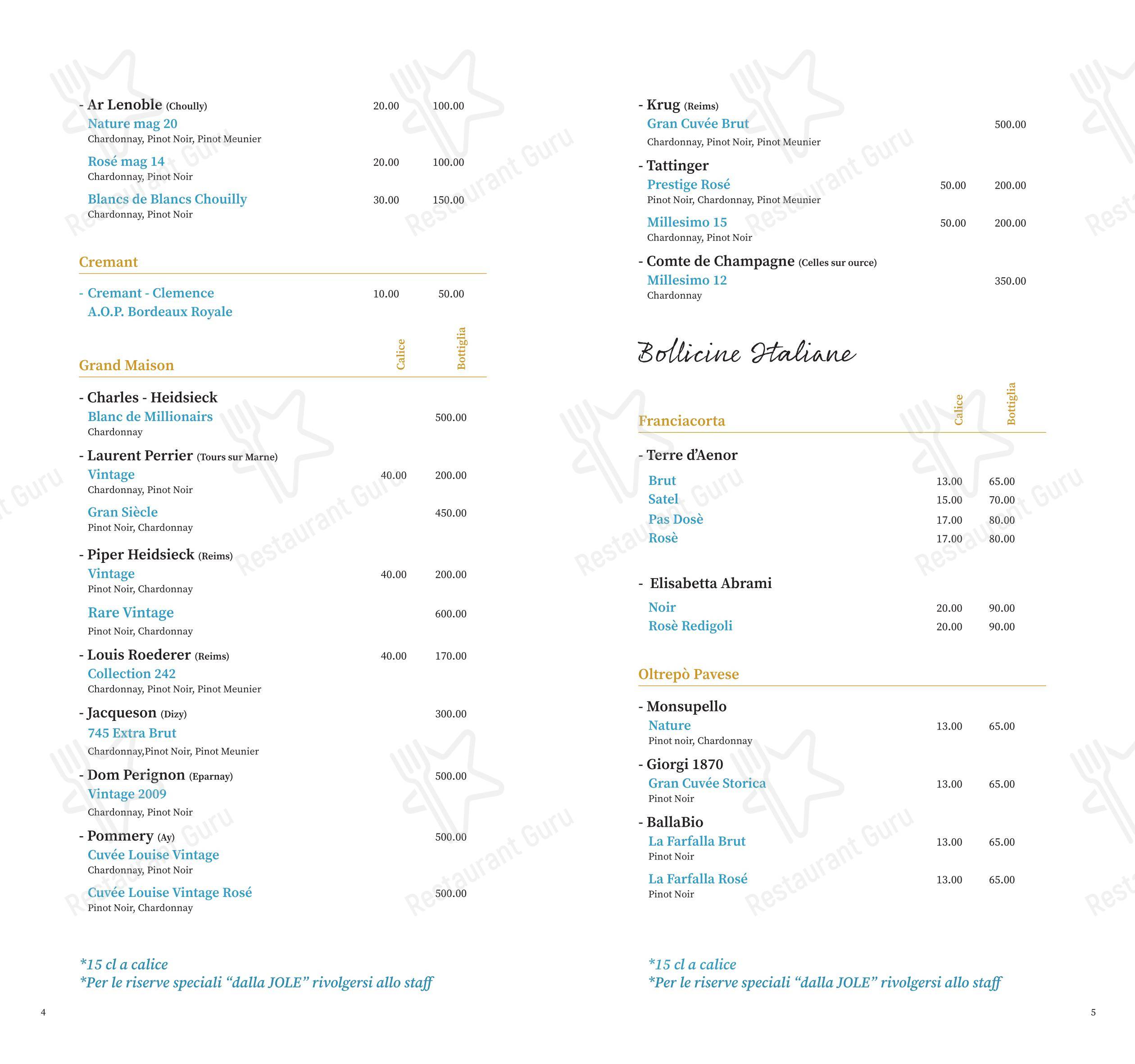 Dalla Jole molo Rimini in Rimini - Menu bar