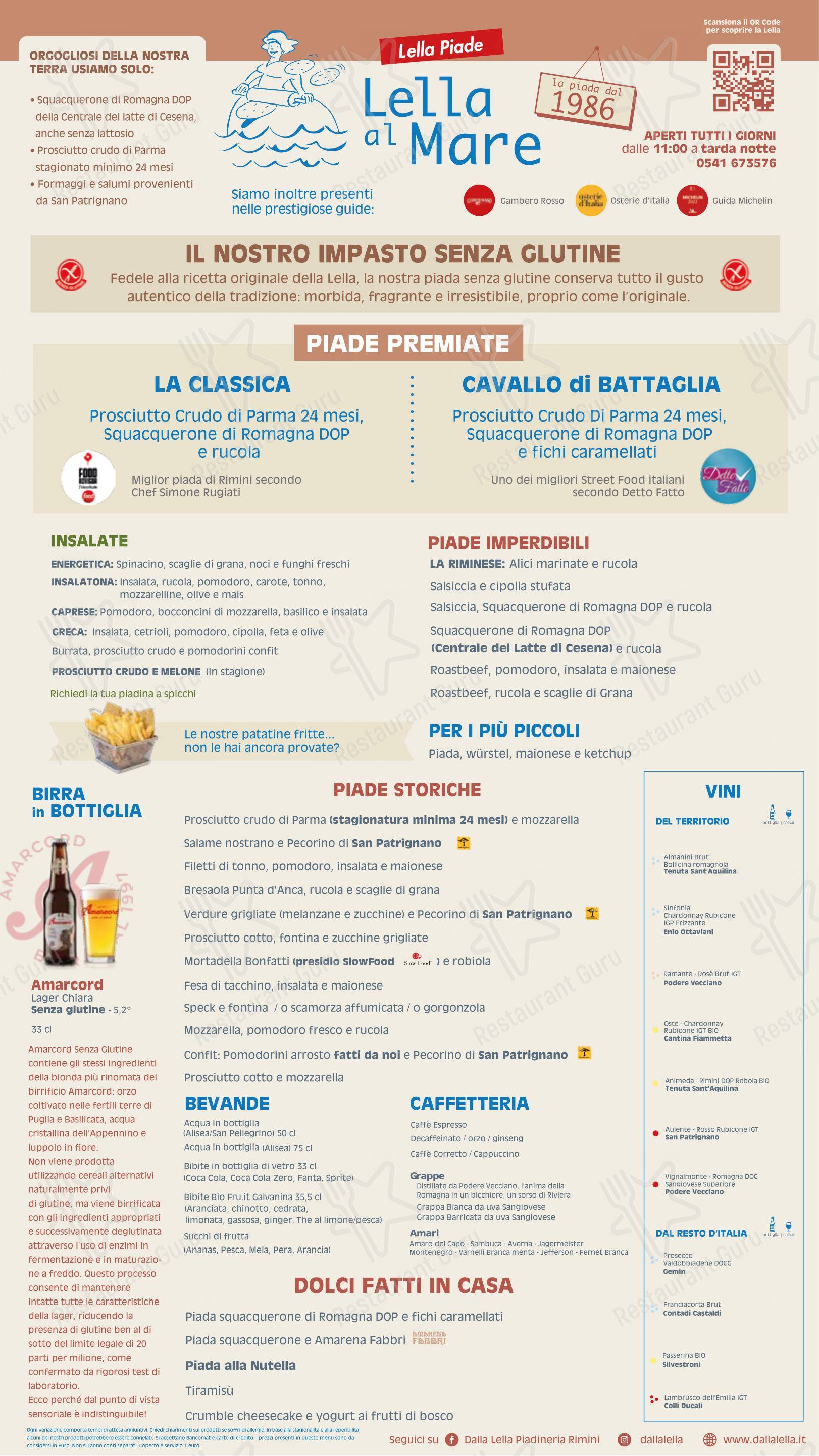 Dalla Lella Via Covignano in Rimini - Menu
