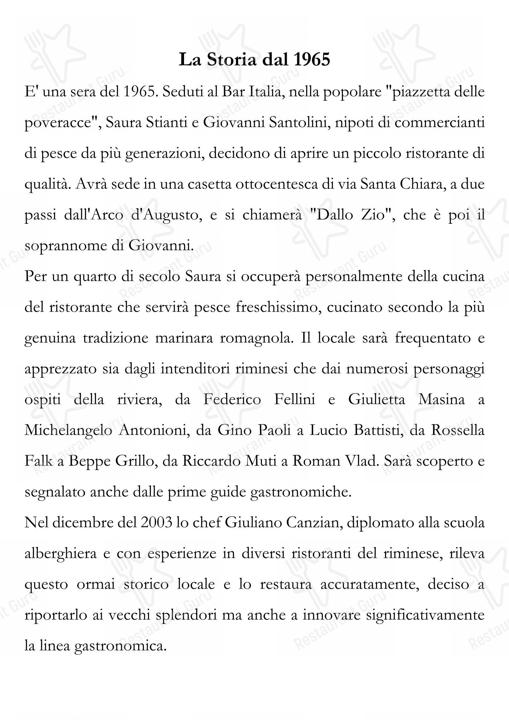 Dallo Zio in Rimini - 菜单