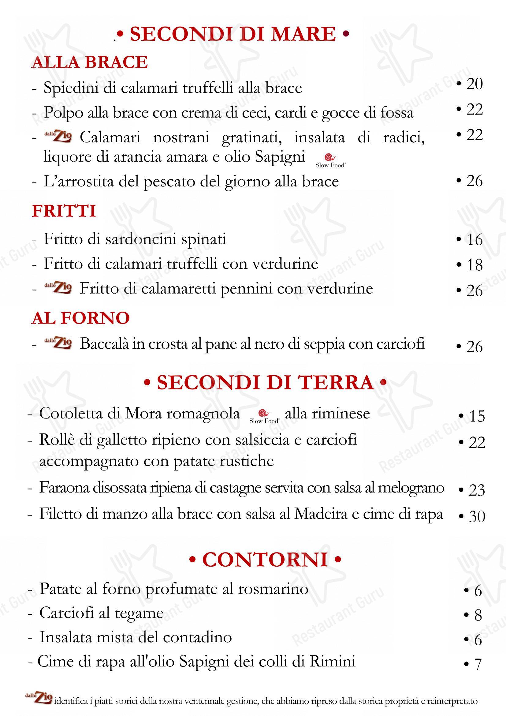 Menu di Dallo Zio - 菜单