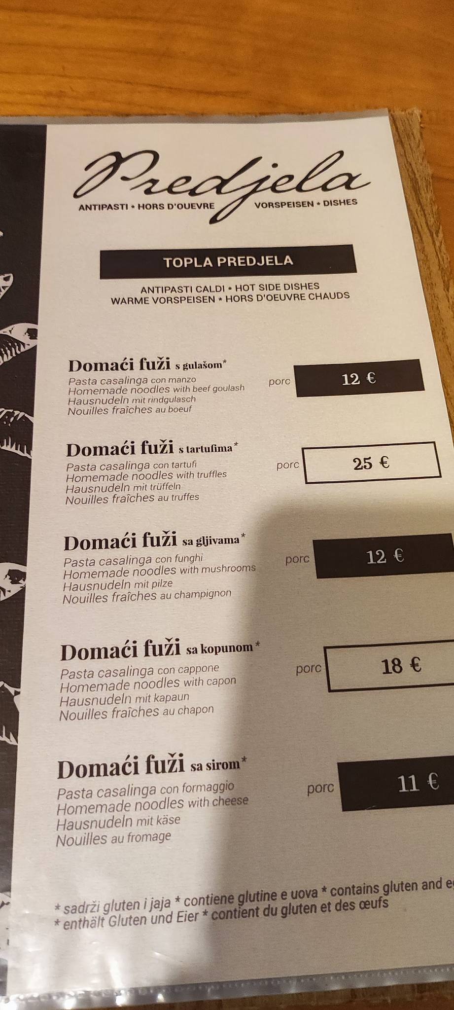 Menu di Danilea 