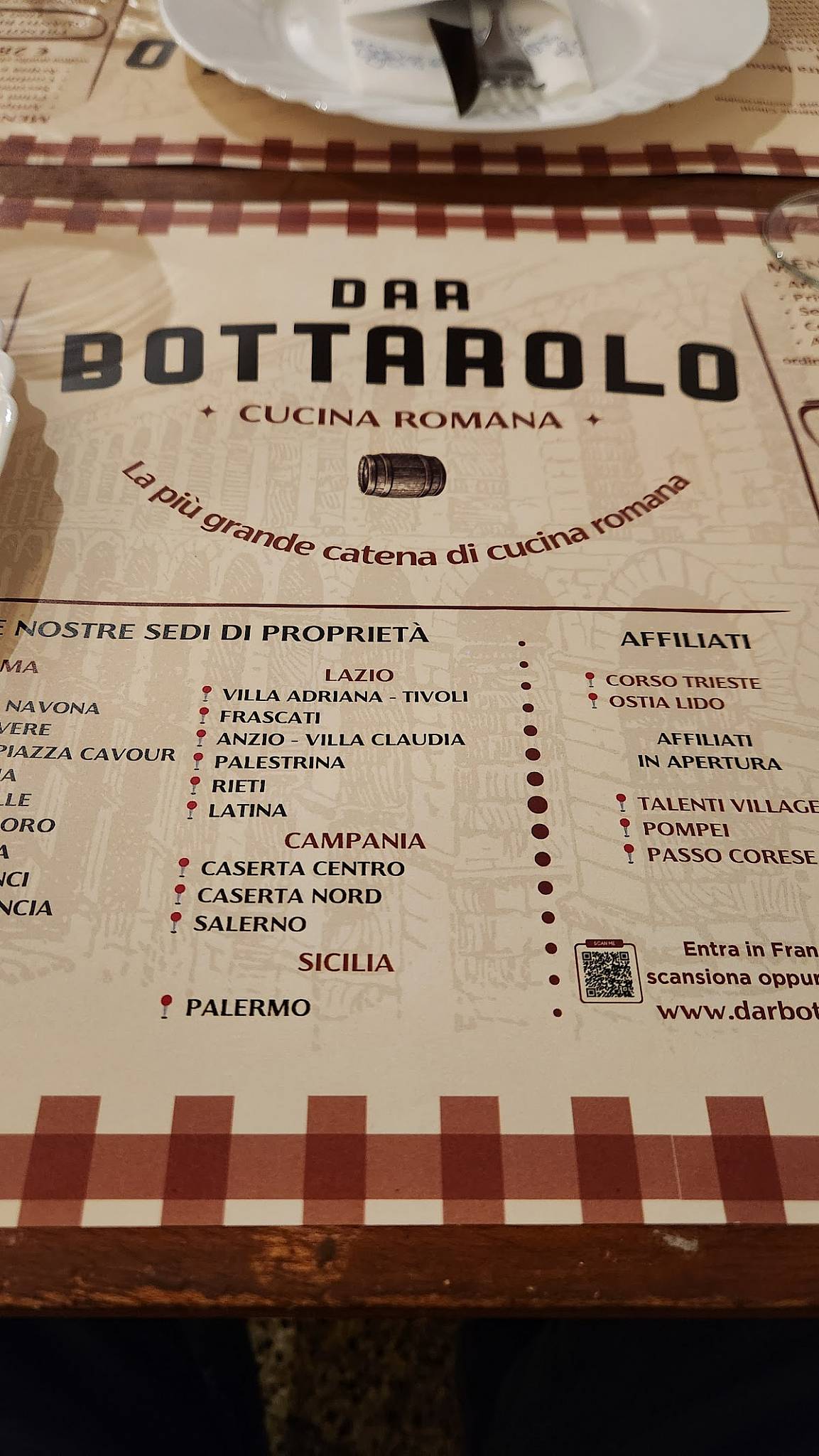 Menu di Dar Bottarolo - Rieti 