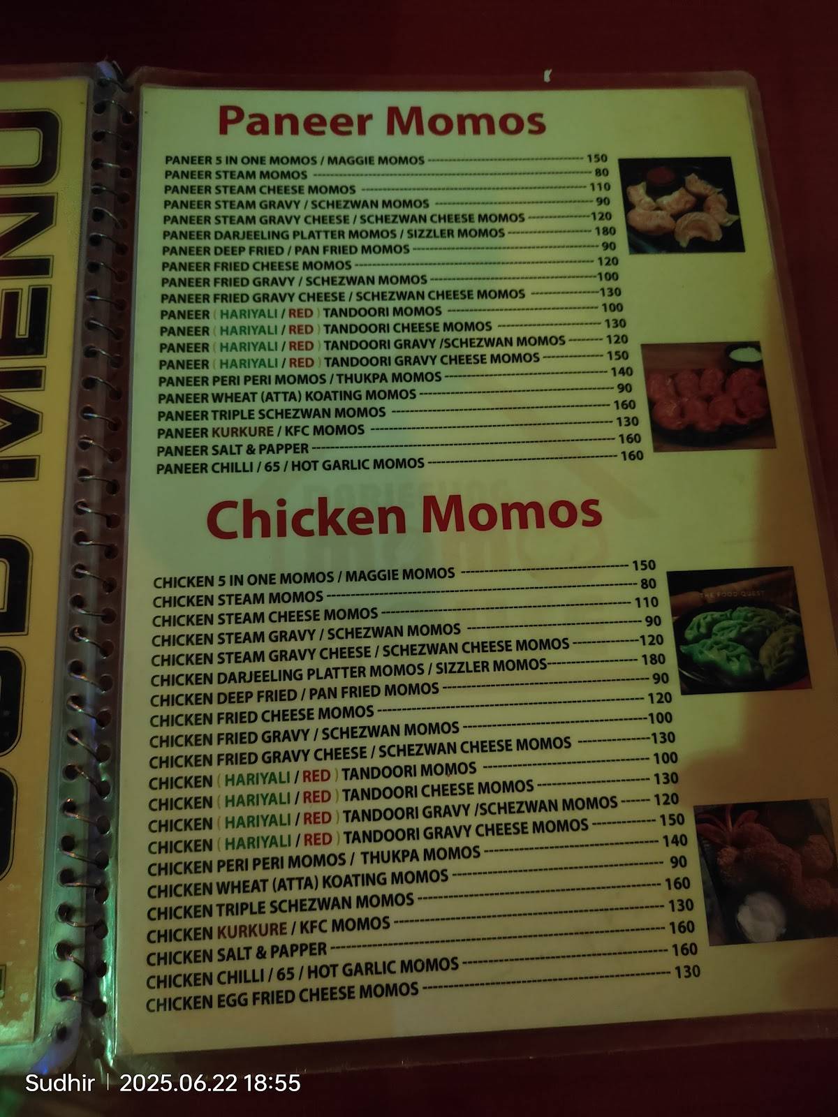 Darjeeling Kitchen menu