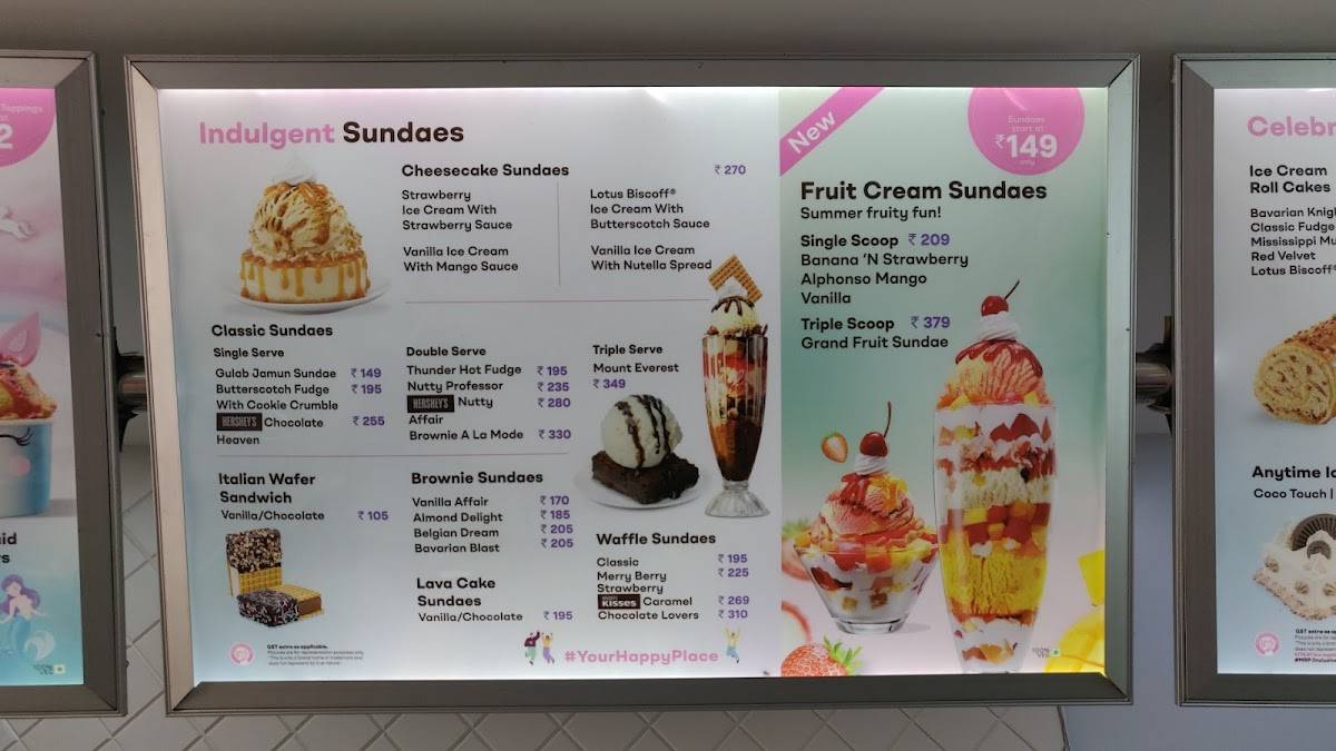 Baskin Robbins menu