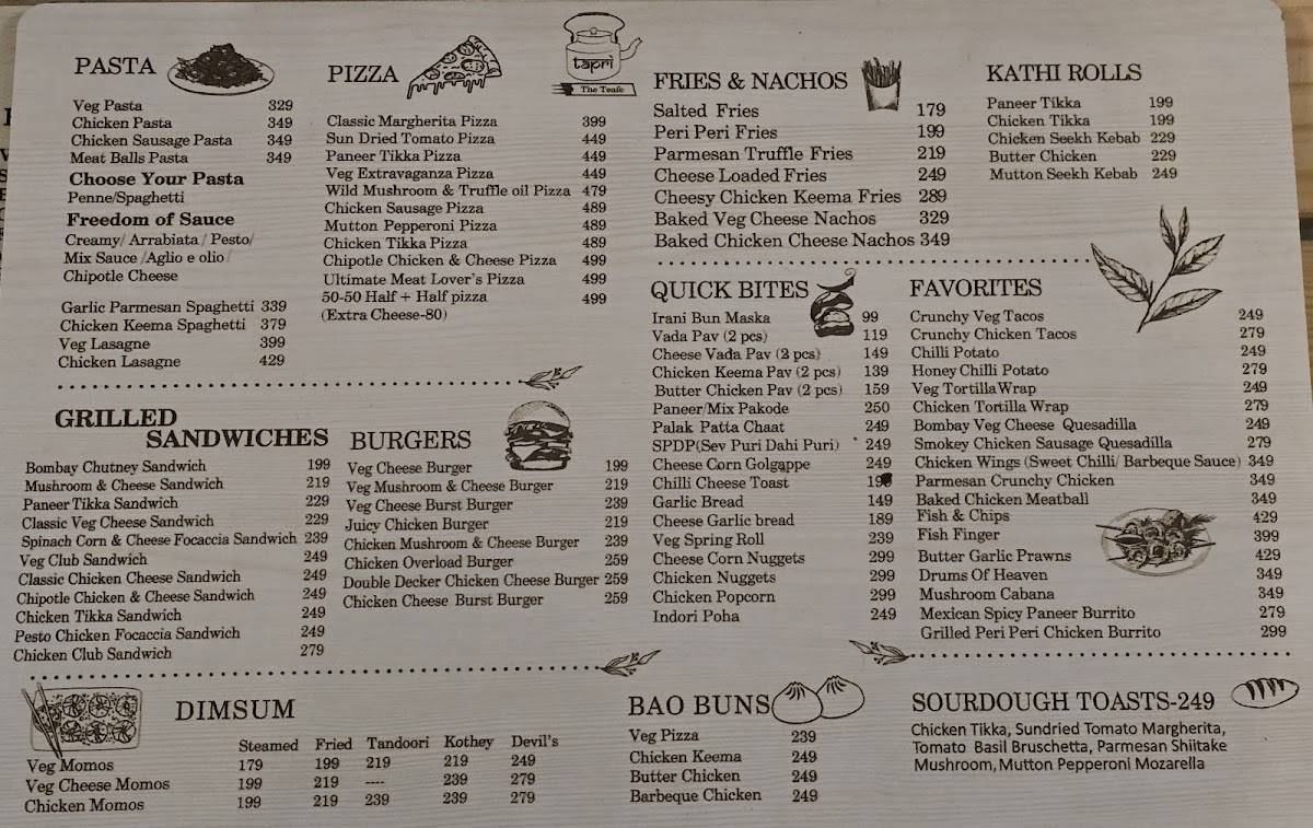 Tapri - The Teafe menu