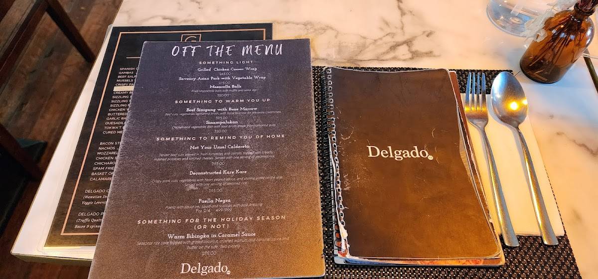 Menu at Delgado.112 restaurant, Quezon City