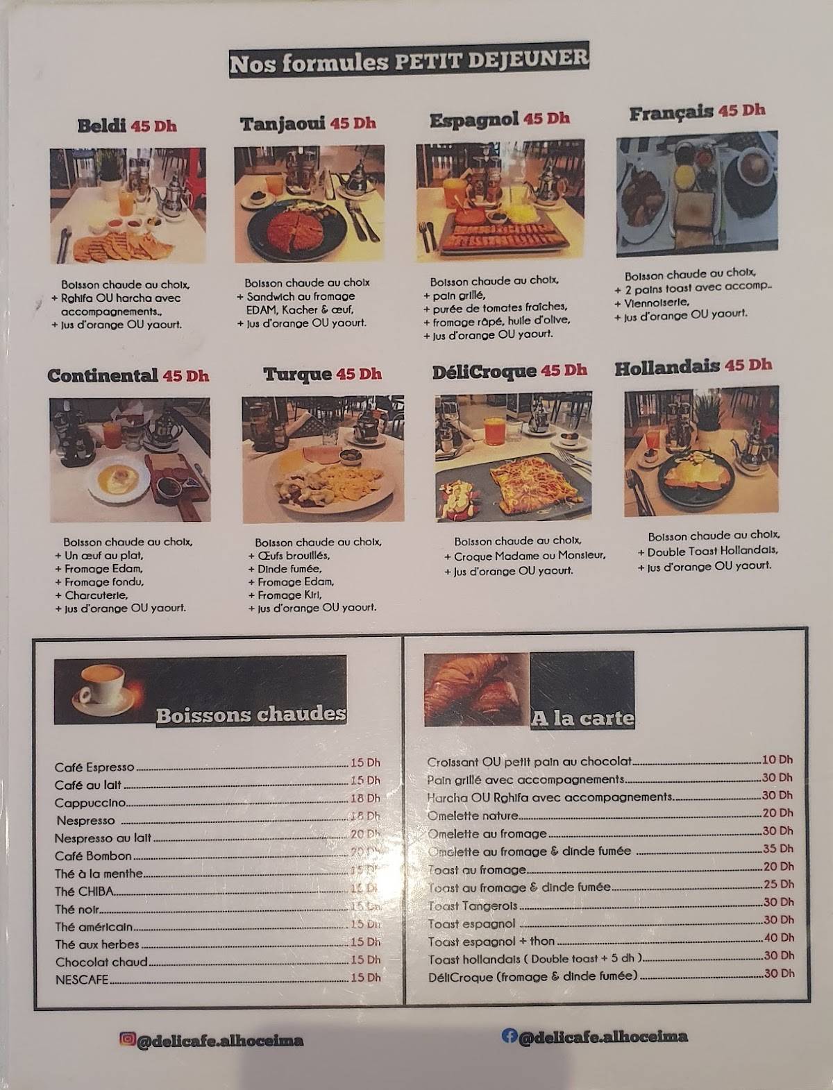 Menu de Délicafé