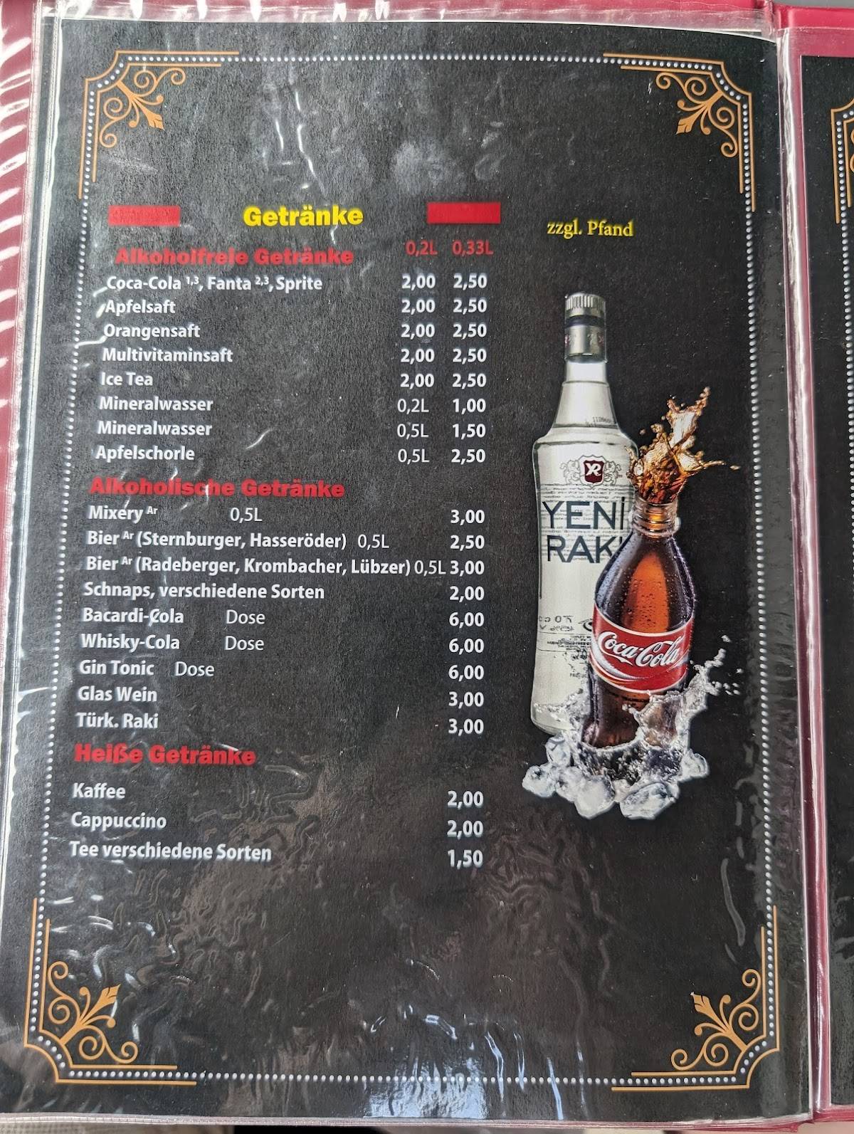 Menu de Derman Döner