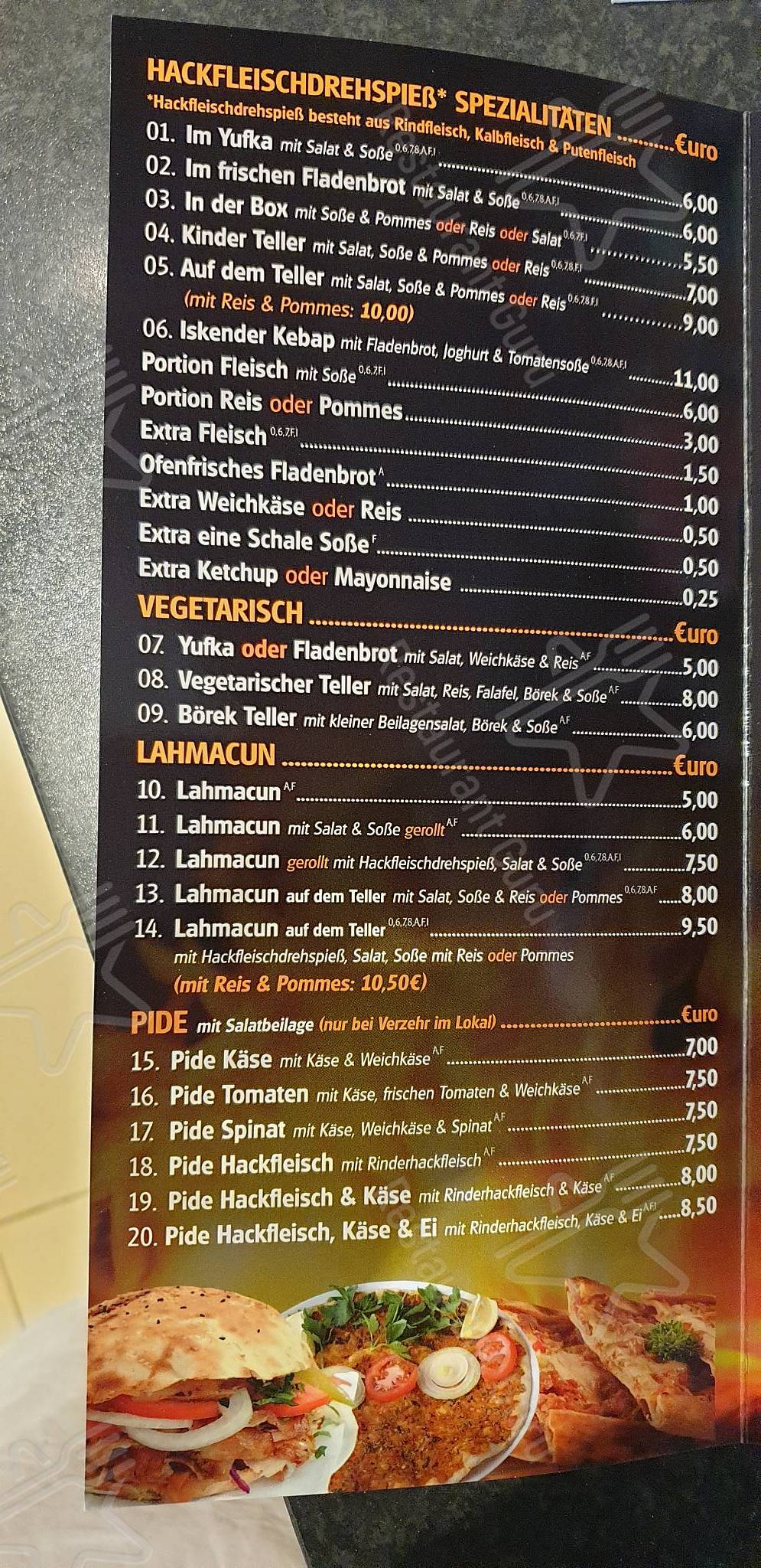 Speisekarte Von Destan Restaurant Ettlingen