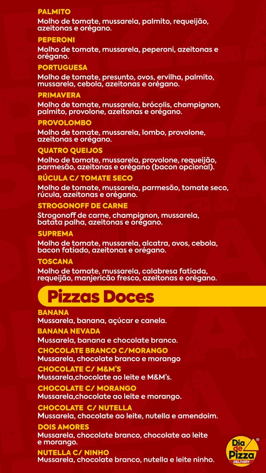 Dia de Pizza Astorga cardápio