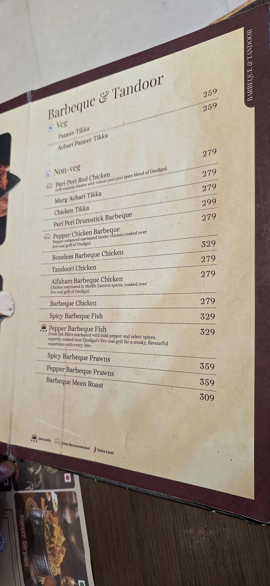 Dindigul Thalappakatti Restaurant TRICHY menu