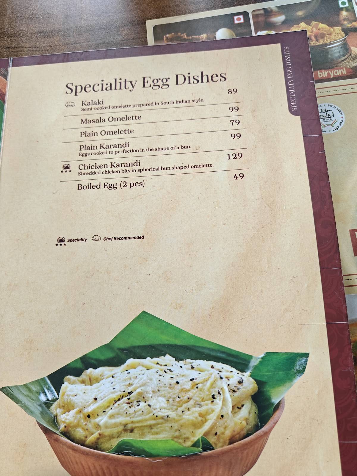 Dindigul Thalappakatti menu
