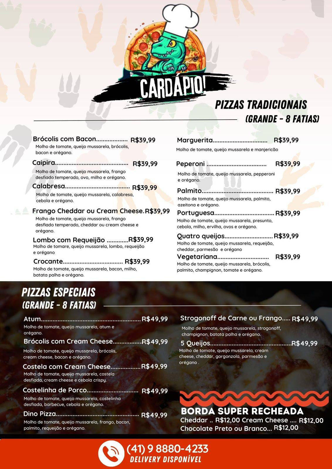 Dinopizza cardápio