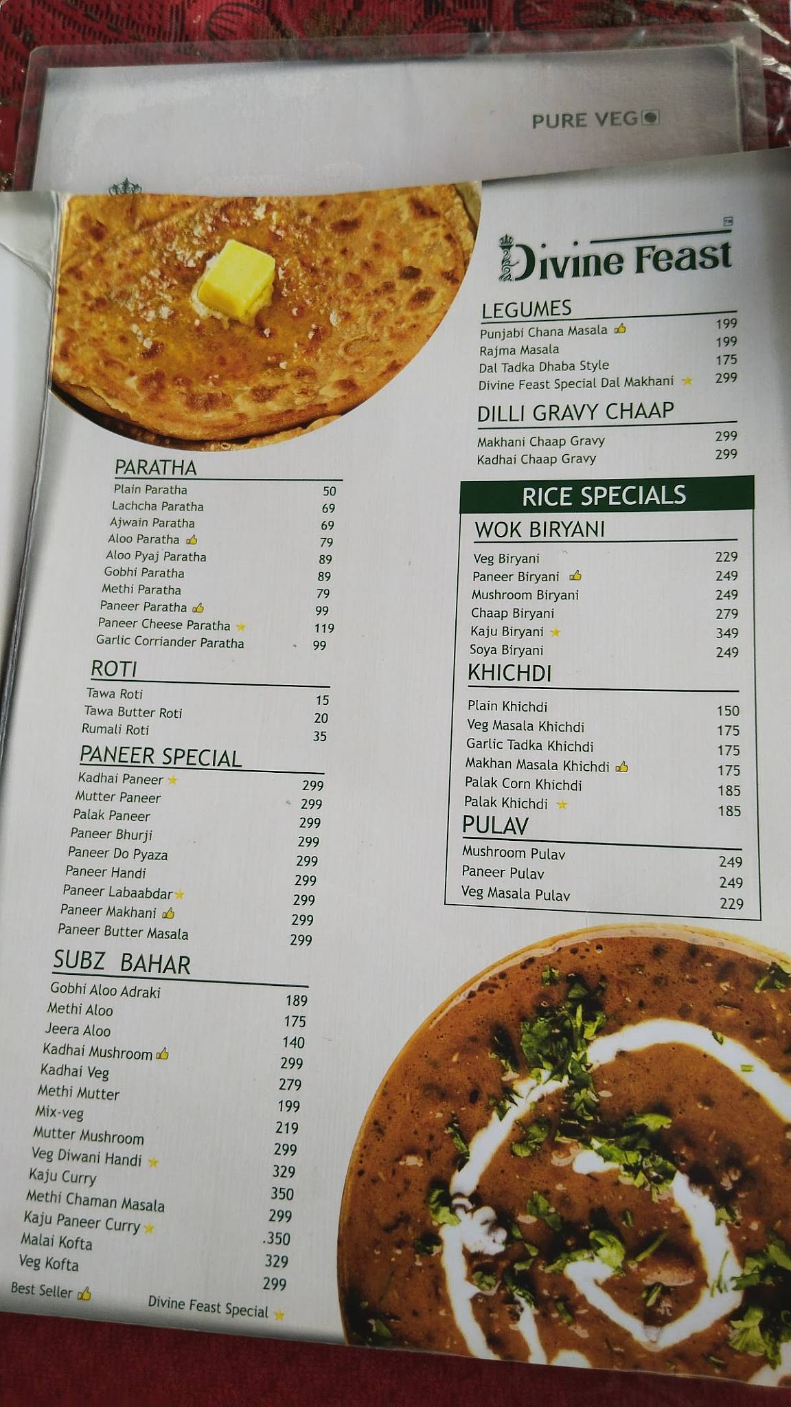 Divine Feast Best Veg Restaurant in DLF Gachibowli, Hyderabad menu