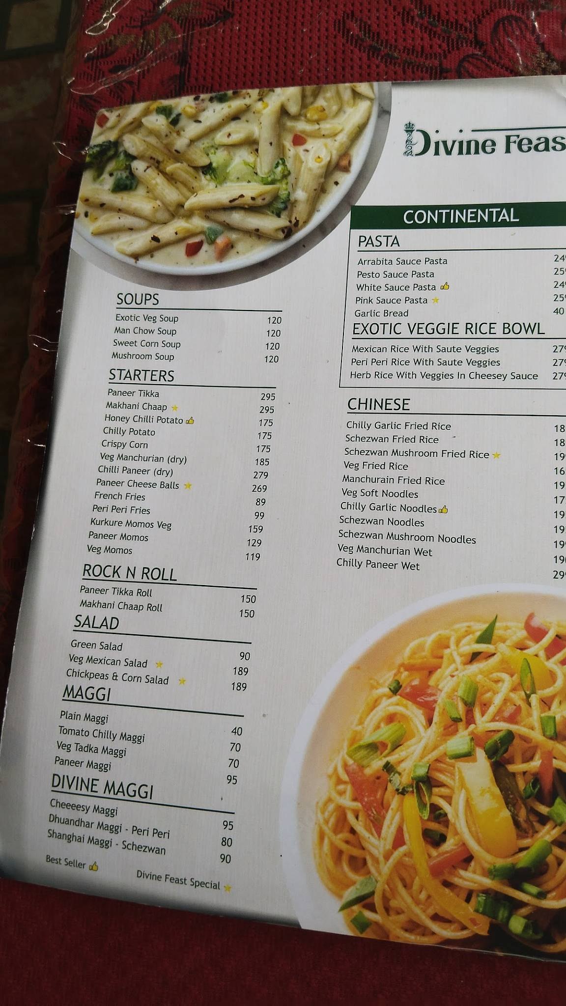 Divine Feast Best Veg Restaurant in DLF Gachibowli, Hyderabad menu