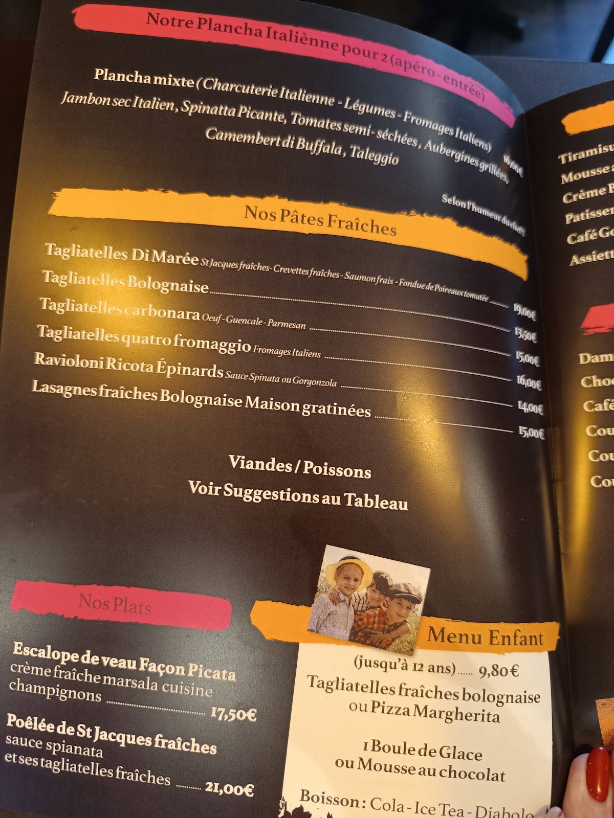 Menu de Dodo Mia