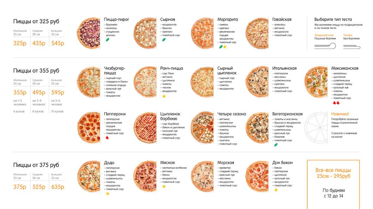 Меню ресторана Додо Пицца, Казань, улица Николая Ершова