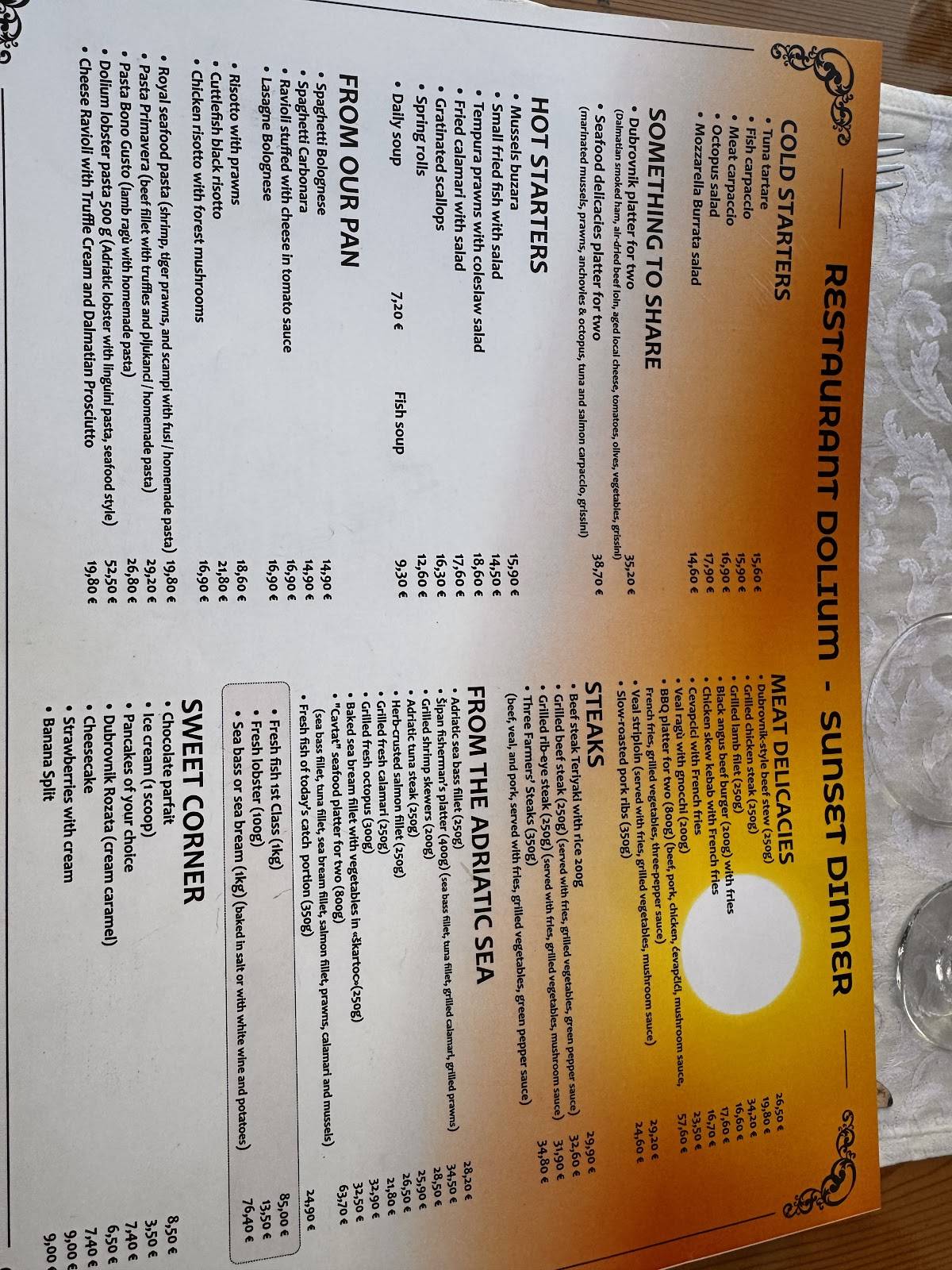 Menu di Dolium 