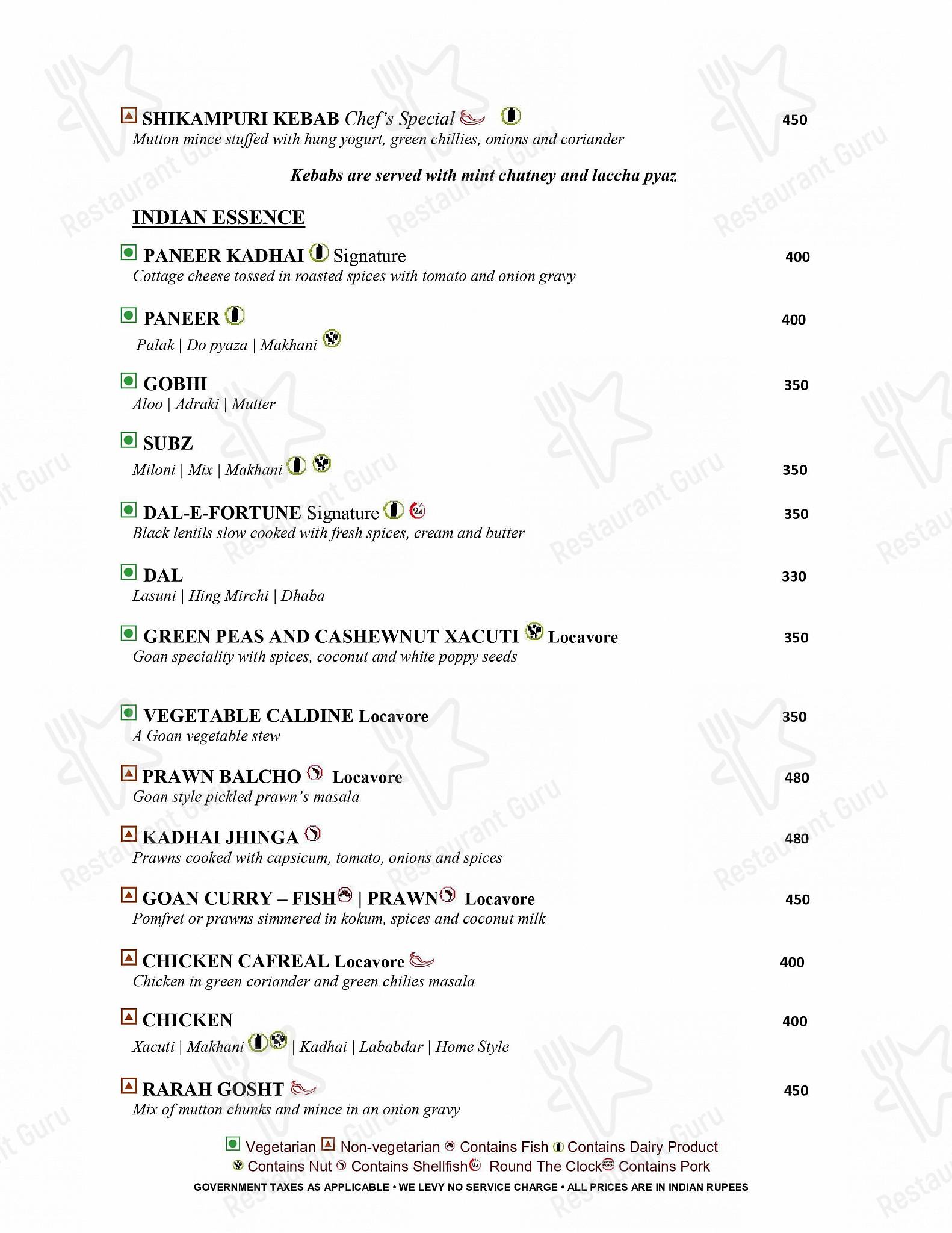 Orchid Restaurant menu