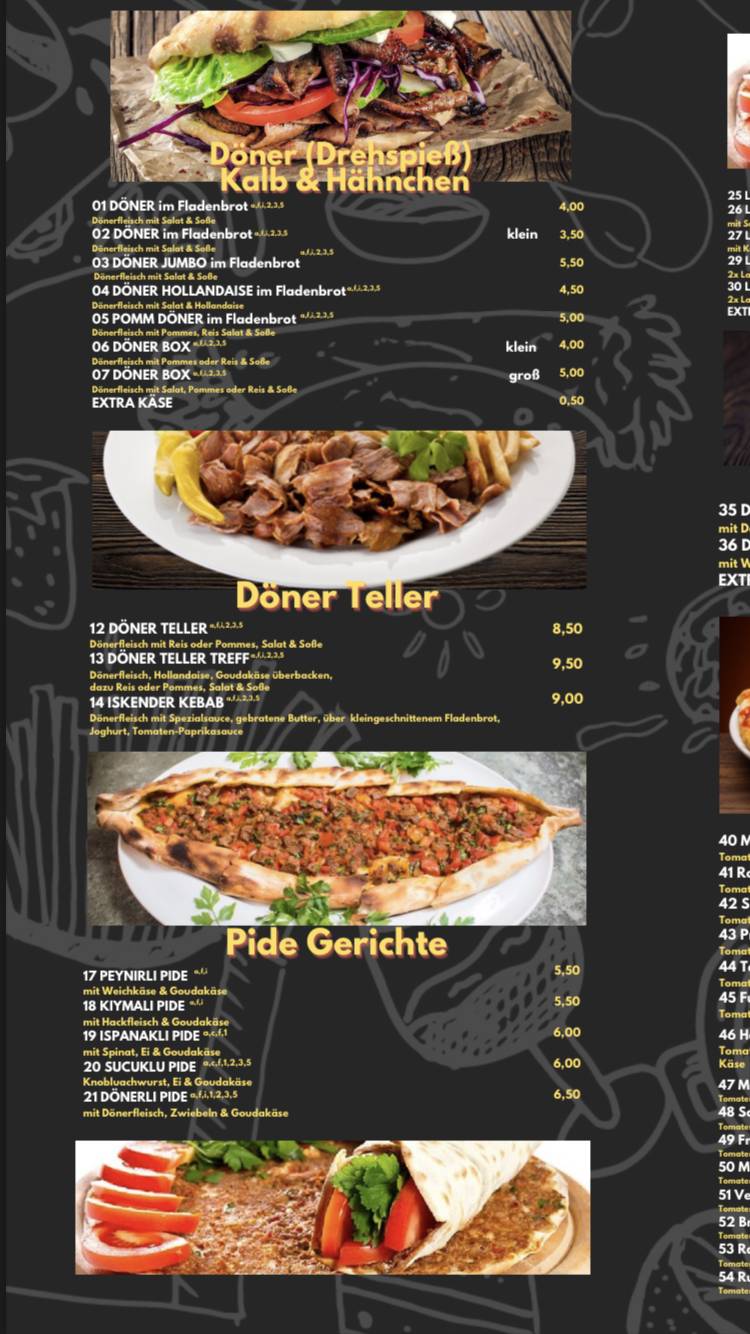 Menu at Döner Treff 24 pizzeria, Giessen