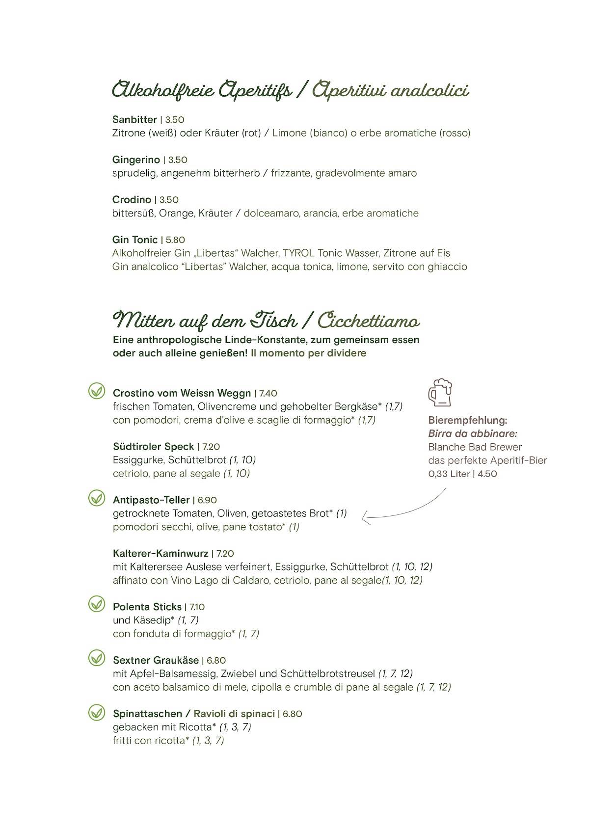 Menu di Dorfgasthaus Linde 