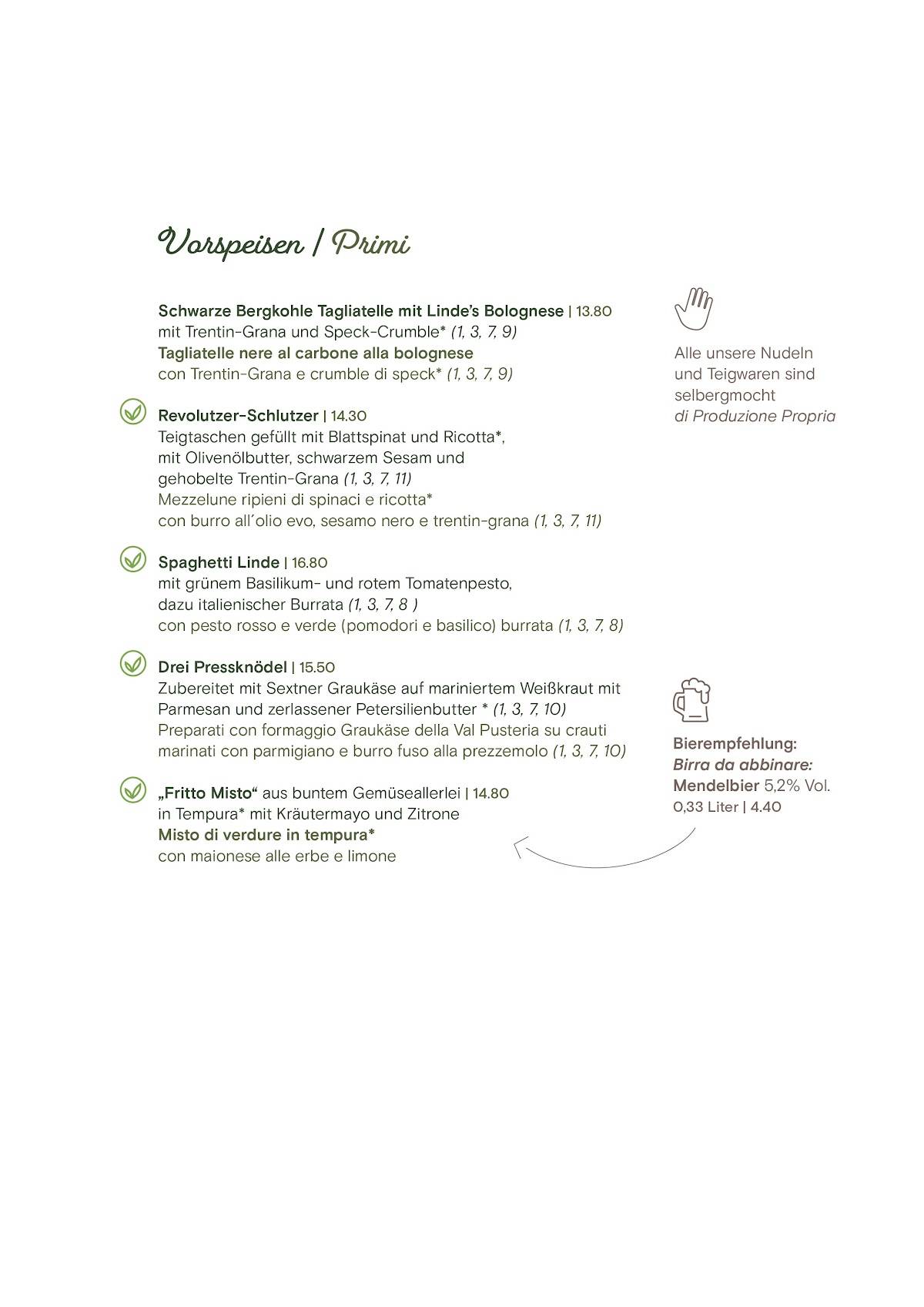 Menu di Dorfgasthaus Linde 