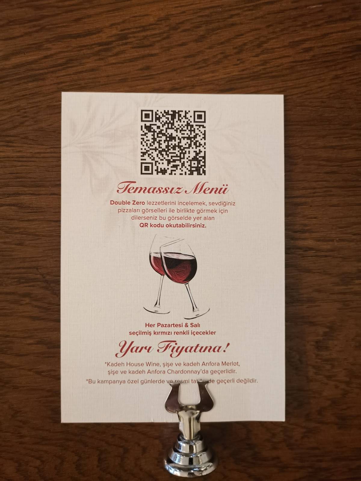 Menu de Double Zero Pizzeria