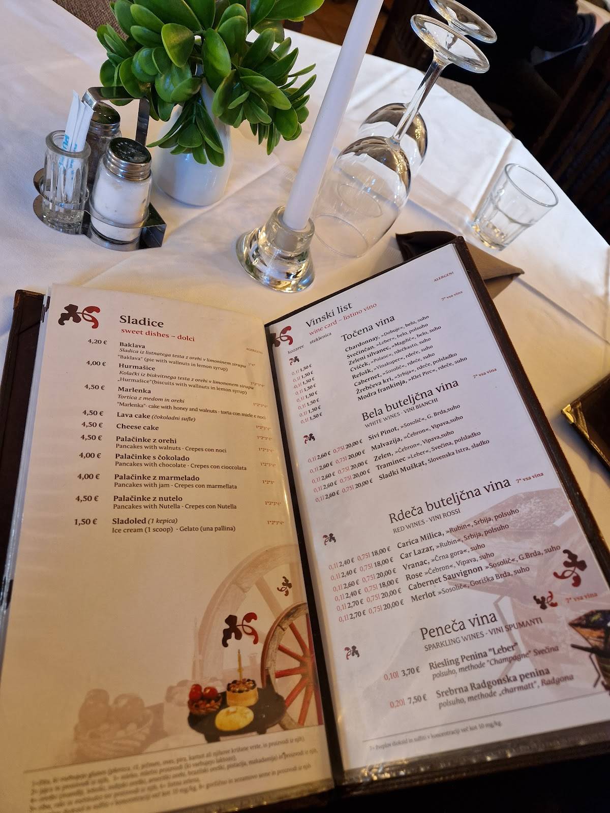 Menu di Dubočica restaurant 