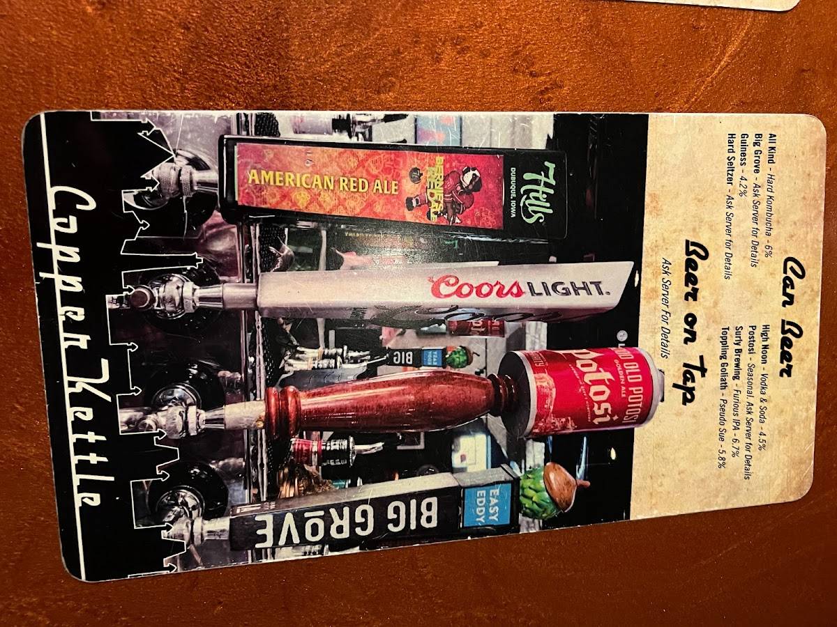 Menu at Copper Kettle pub & bar, Dubuque