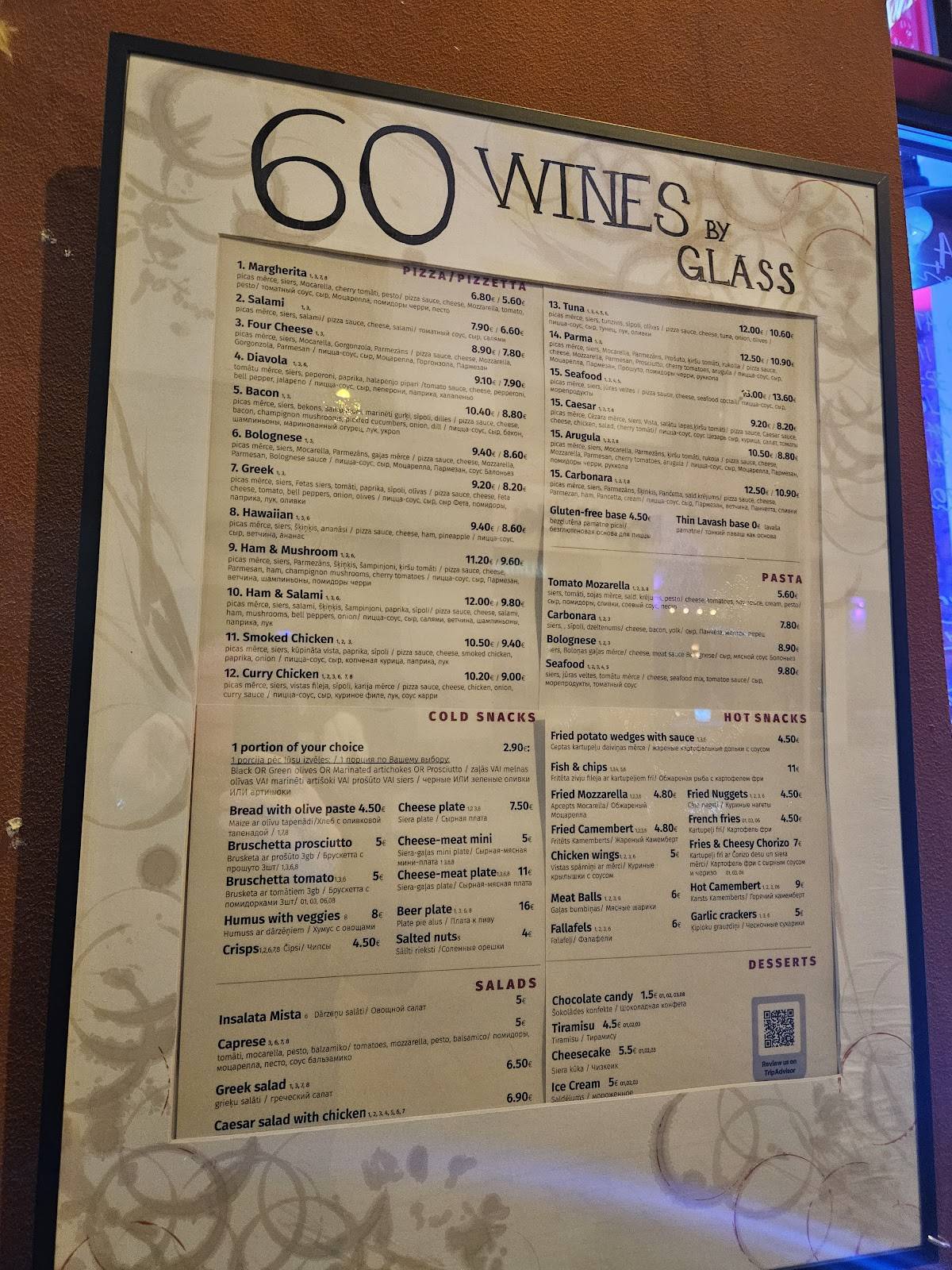 Menu de Easy Wine