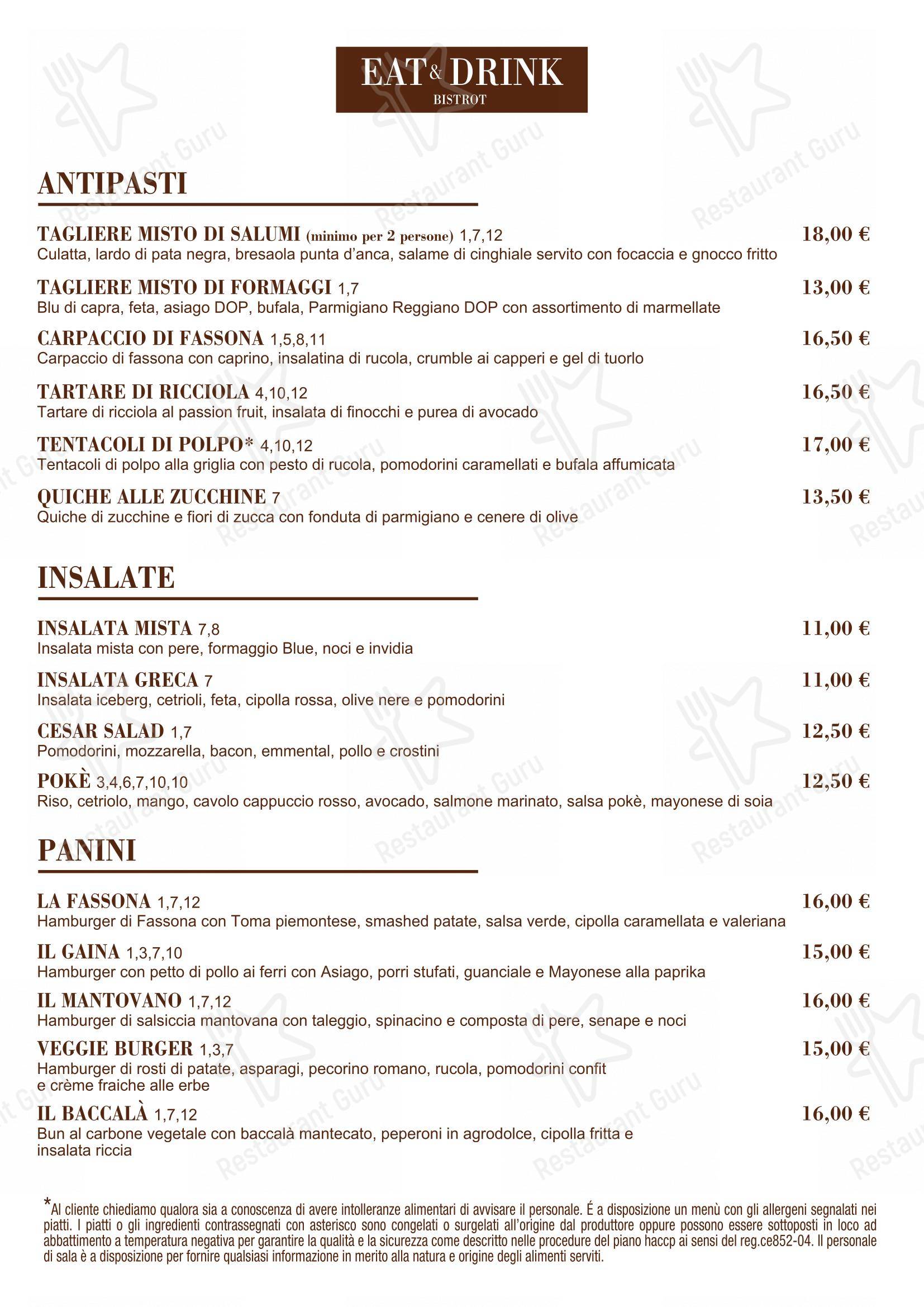 Menu di Eat & Drink - Menu