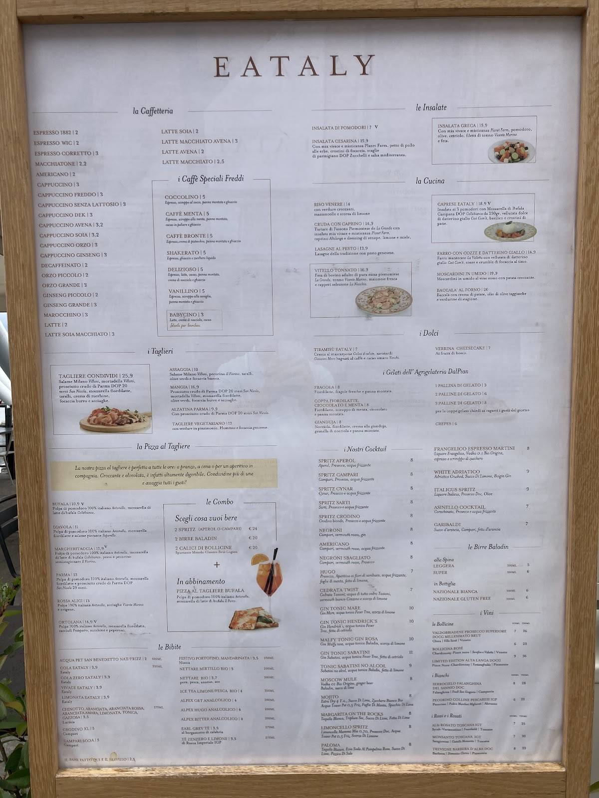 Menu di Eataly 