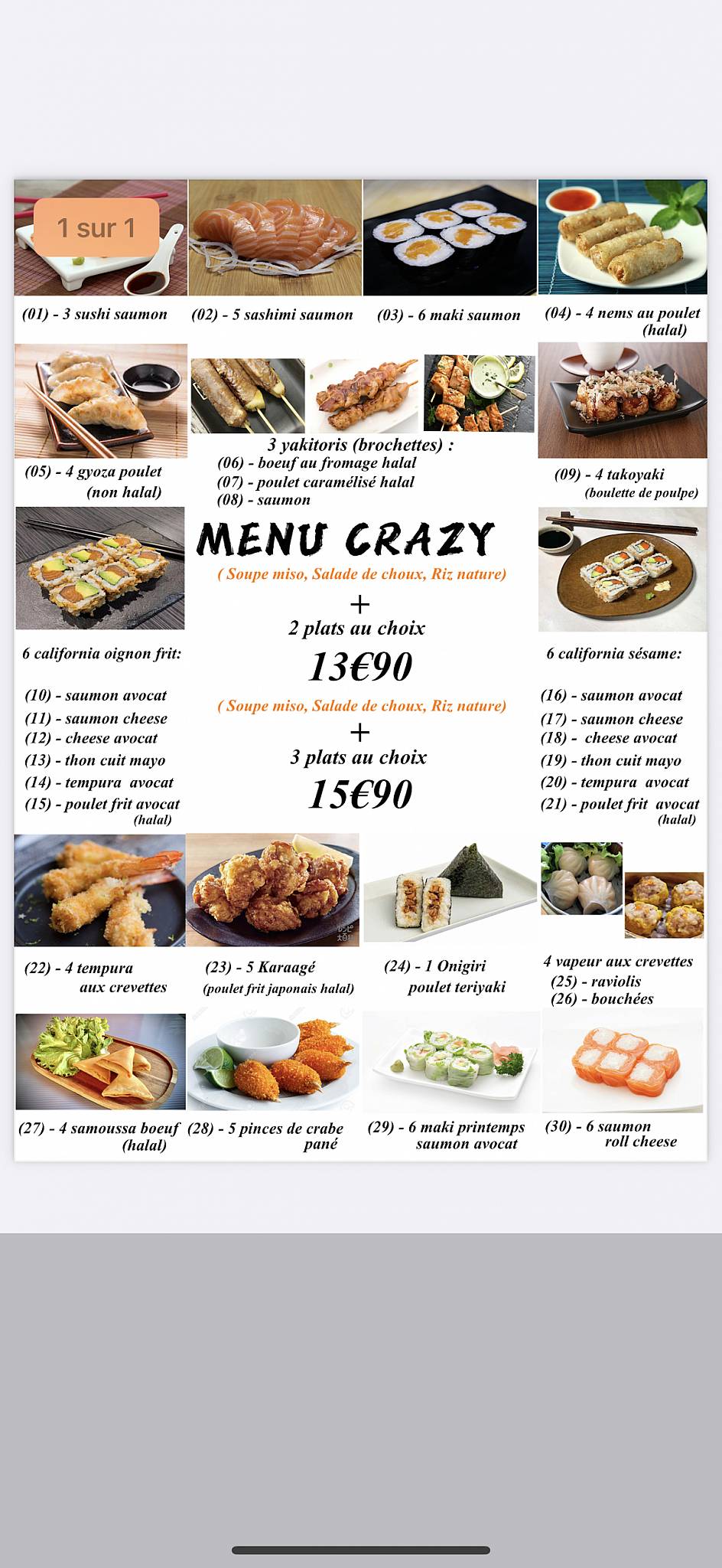 Menu de Edogawa