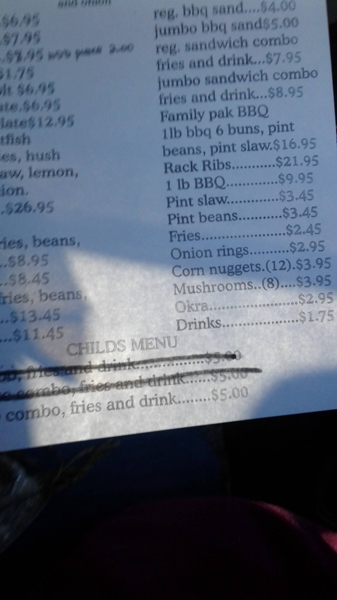 Menu at Ed's Catfish & BBQ, Jonesboro