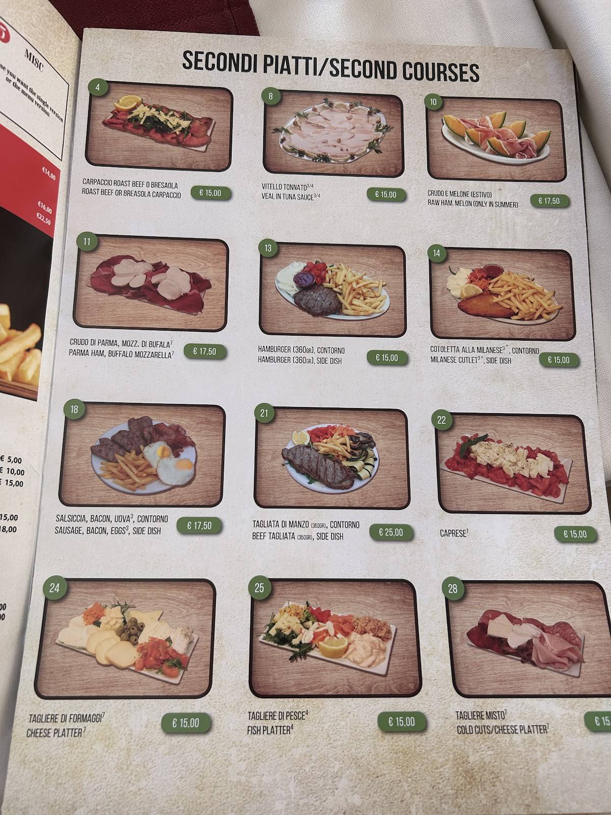 Menu di El Merendero 