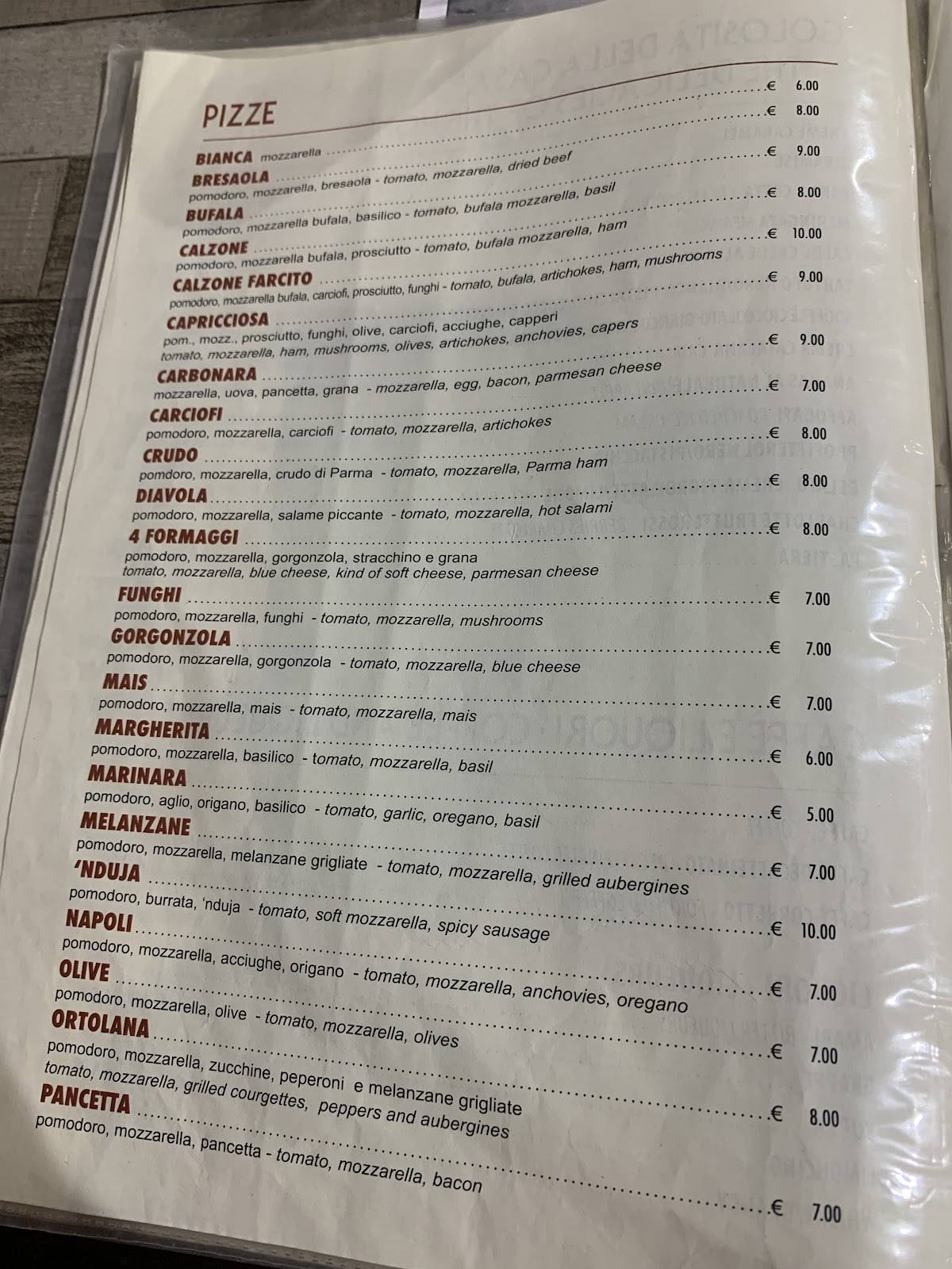 Menu di EL PASO 