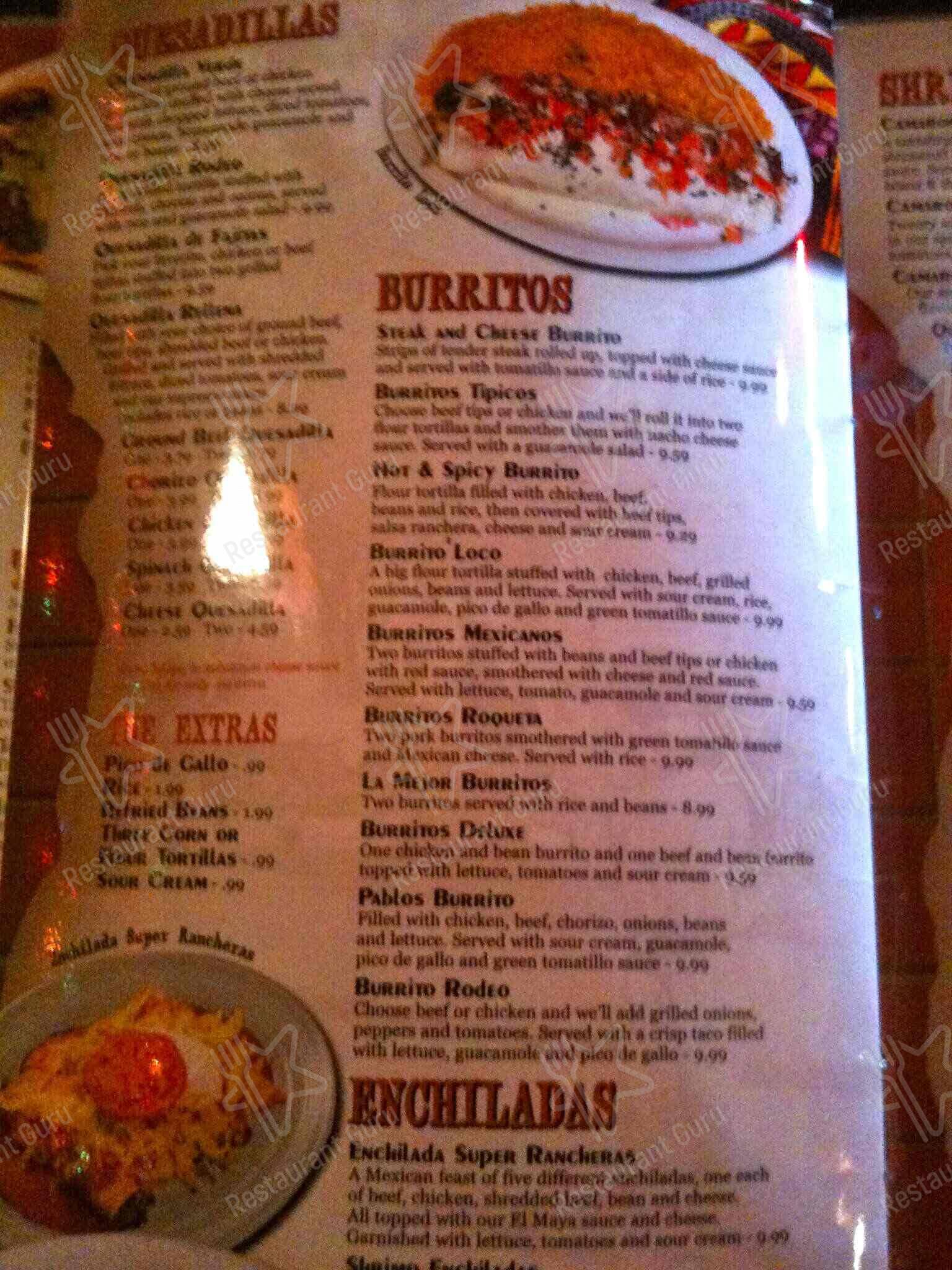 Menu at El Rodeo Mexican Restaurant, Zionsville, Whitestown Pkwy