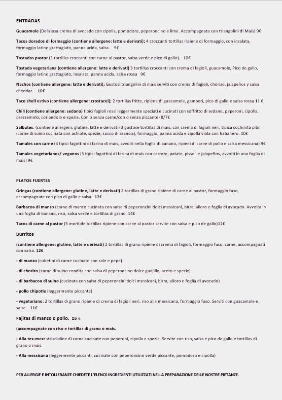 Menu di Ristorante El Taco 