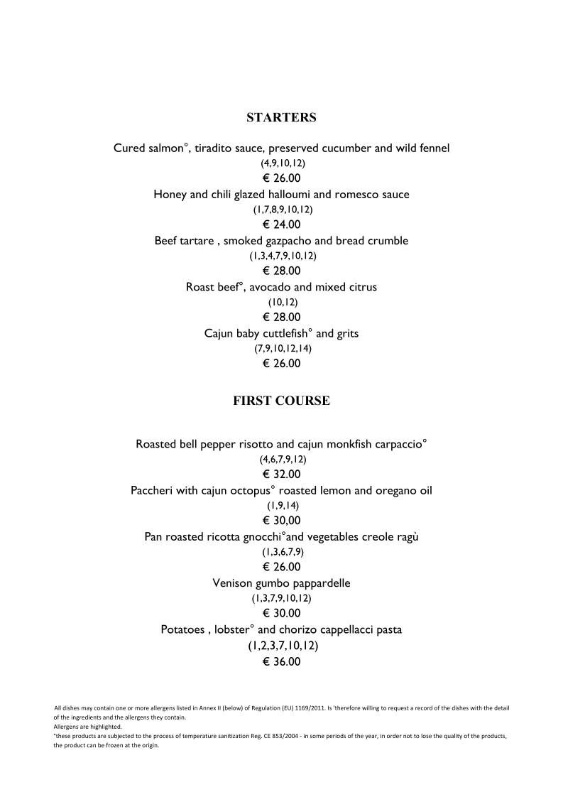 Menu di Elegance Cafè Jazz Club 