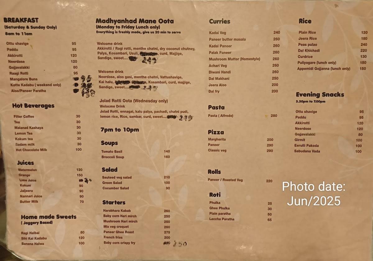 Elephant's High cafe menu