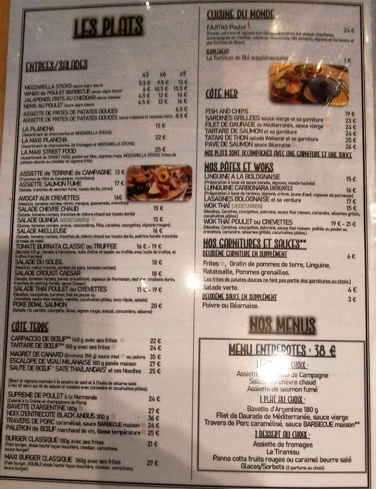 Menu de Entrepotes Sainte-Maxime