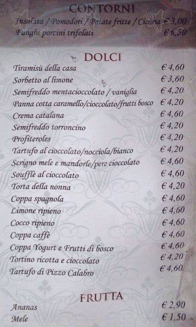 Menu di Hostaria Er Buco 