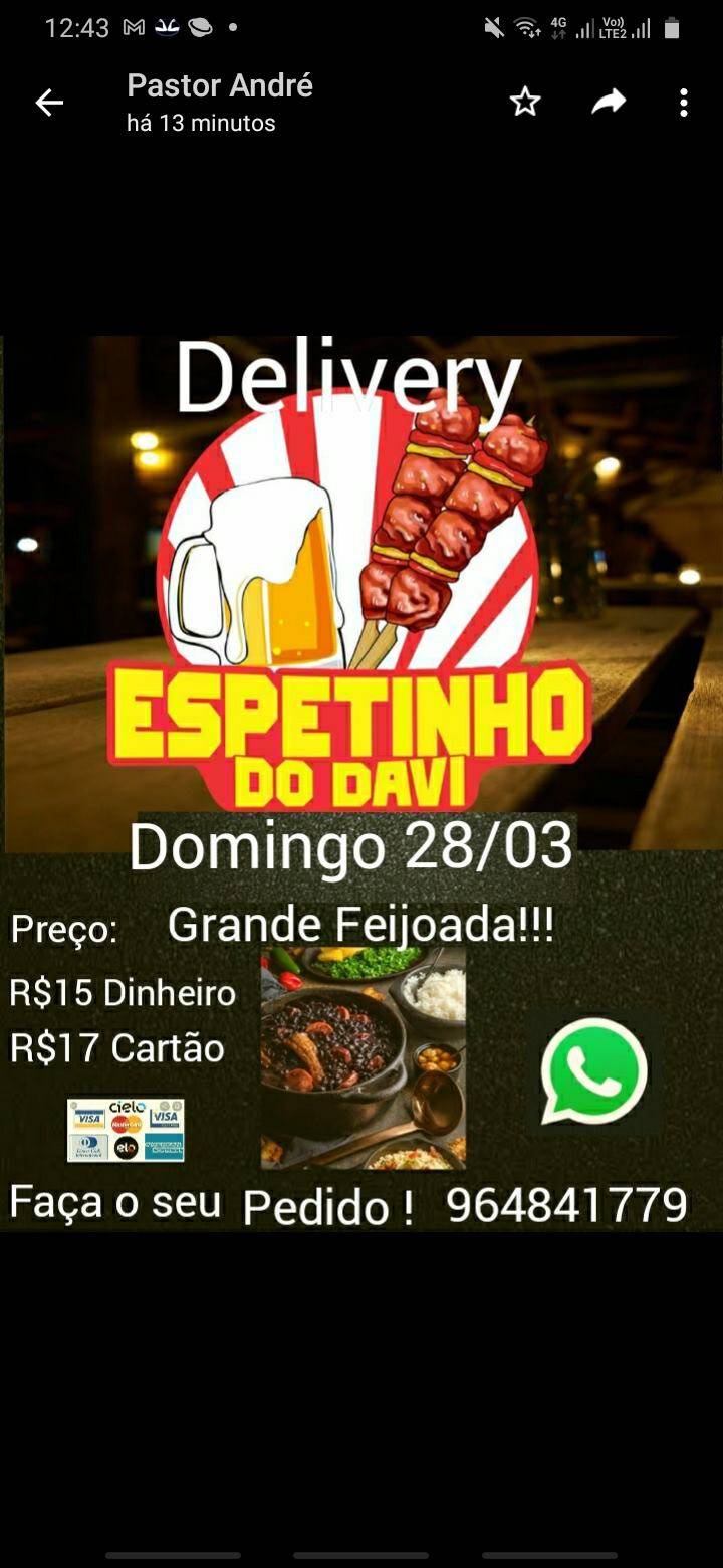 Espetinho do Davi cardápio
