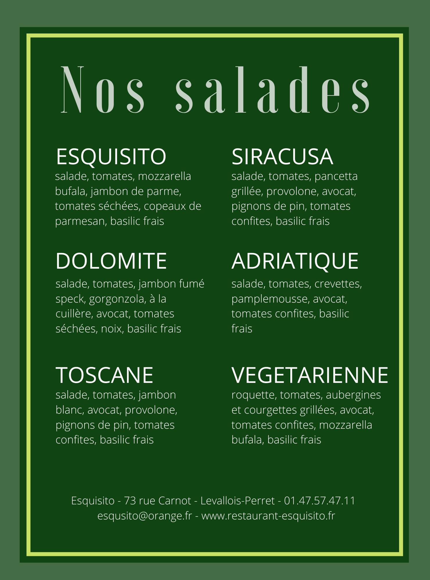 Menu de Esquisito
