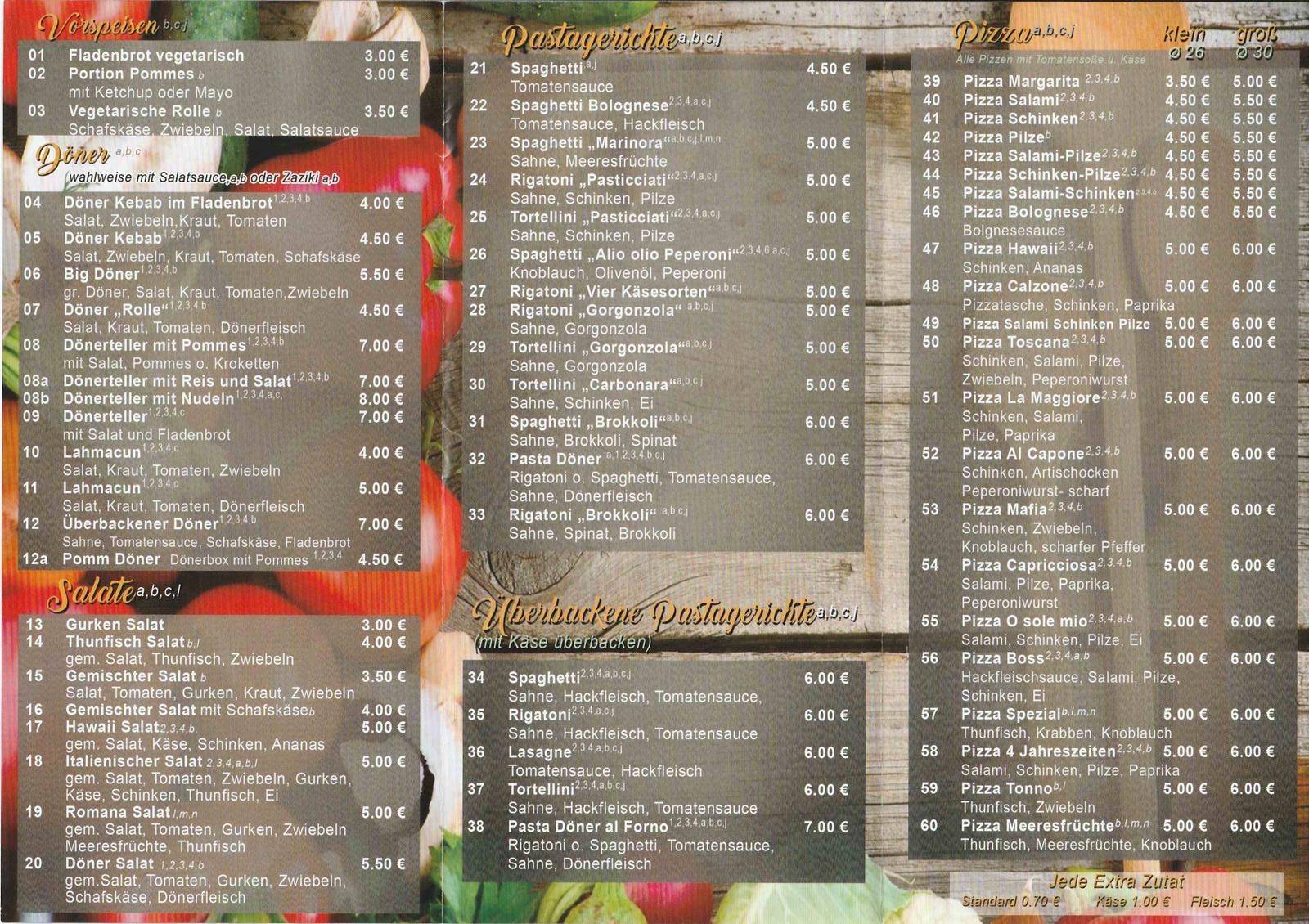 Speisekarte Von Euro D Ner Pizzeria Omra Khatib Yenig N Eisenach Querstra E