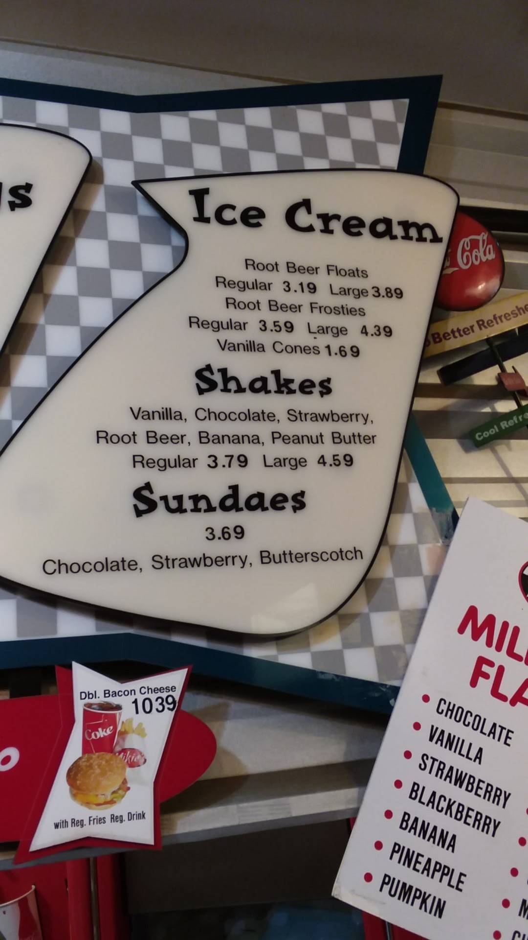 Menu at Mikie's restaurant, Everett