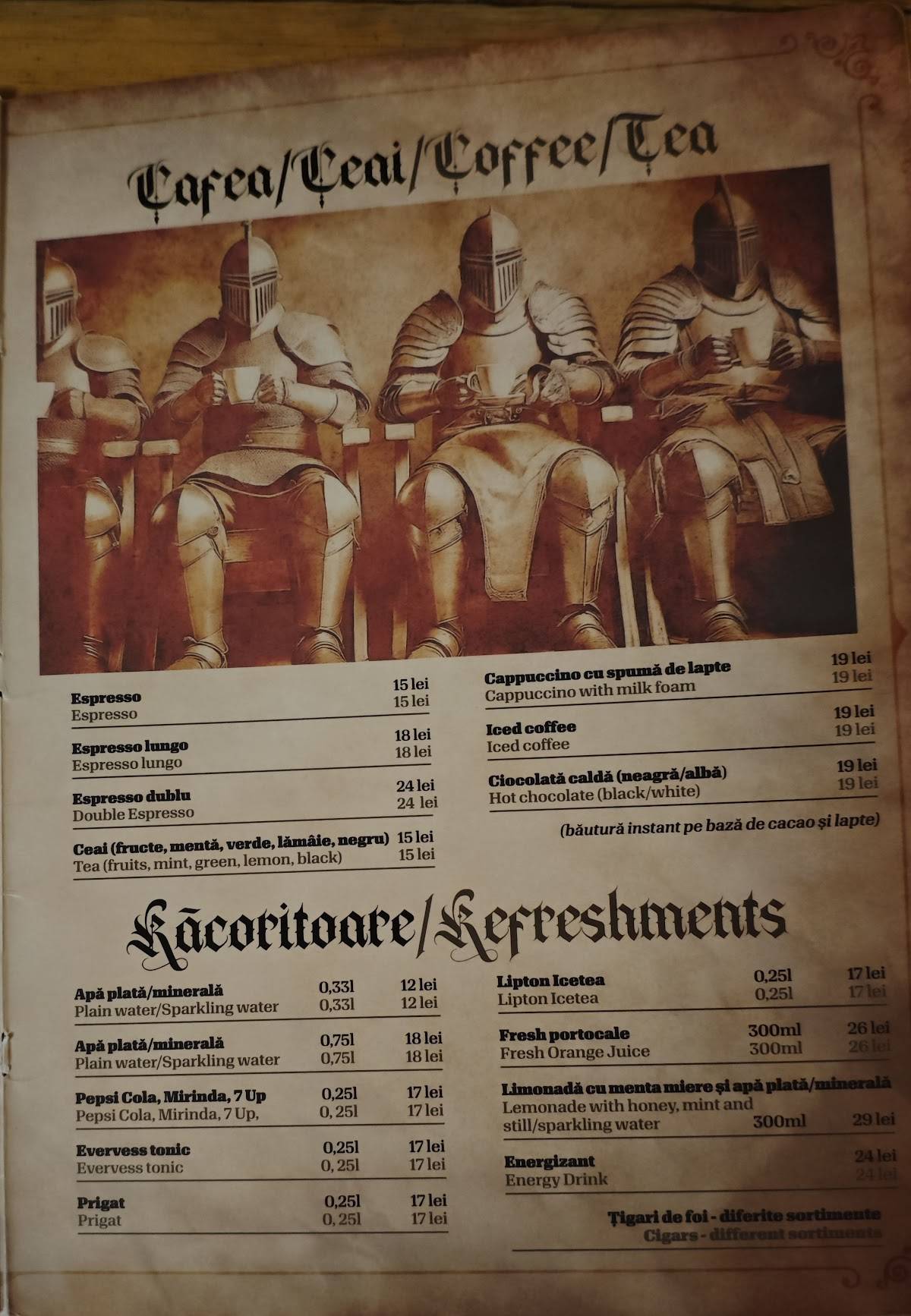 Menu de Excalibur